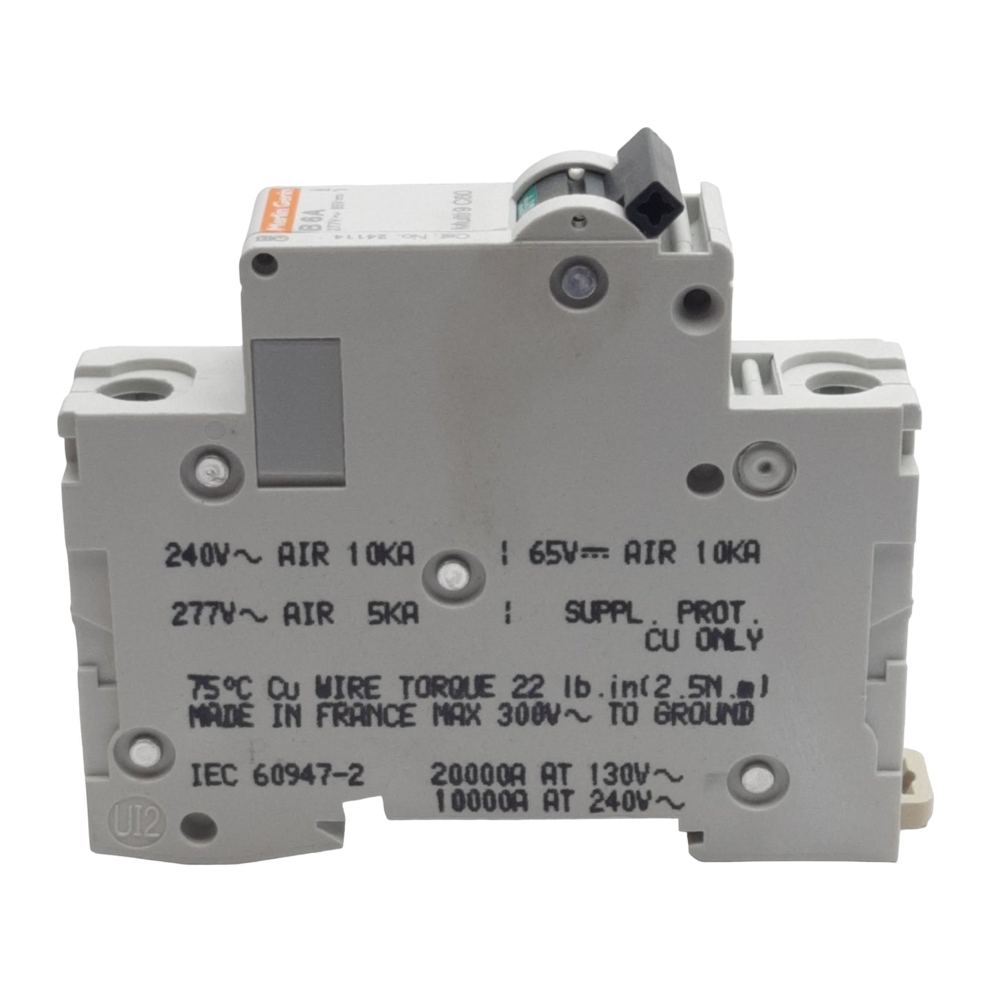 Used Lot of 2 Merlin Gerin 24114 Circuit Breaker, 1-Pole, 6A 277VAC/65VDC, DIN Rail