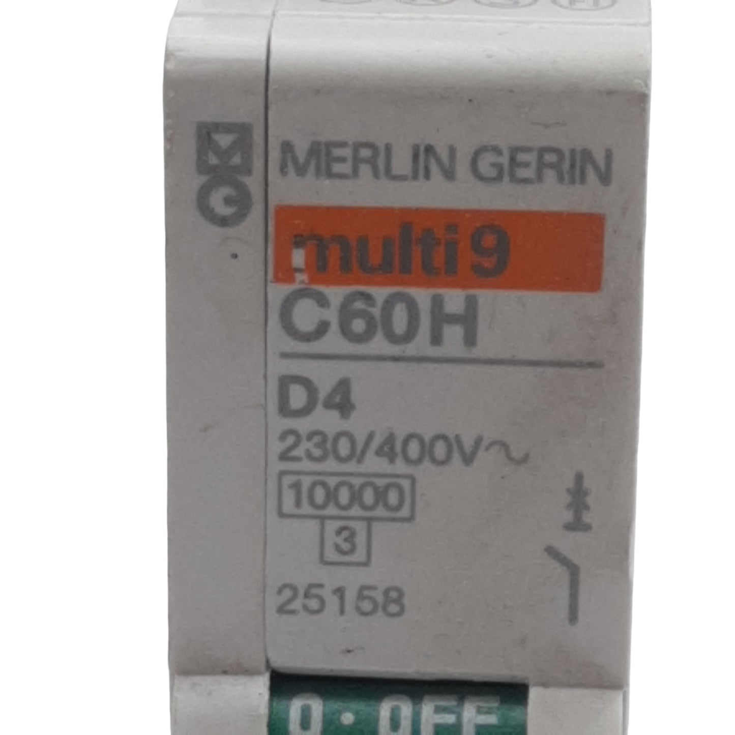 Used Lot of 2 Merlin Gerin 25158 Circuit Breaker, 1-Pole, 4A 230/400VAC, DIN Rail