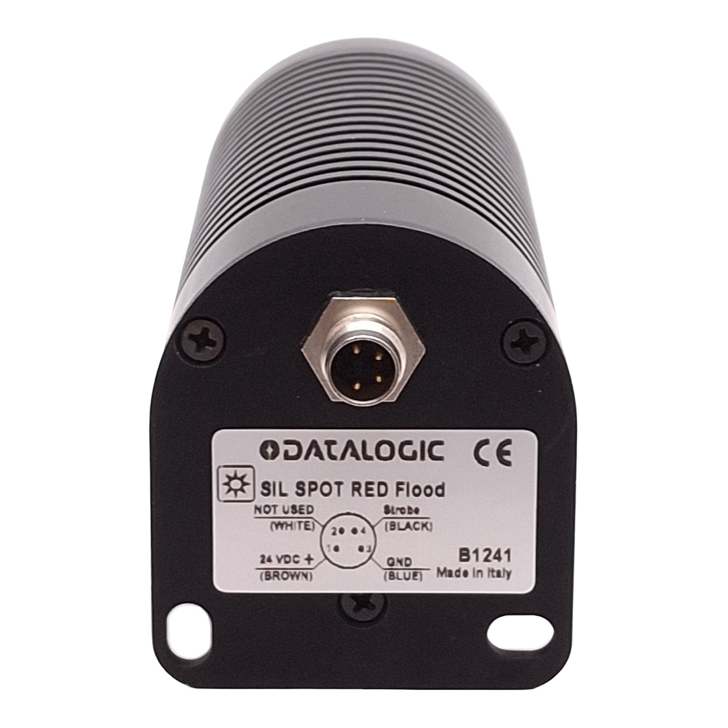 Used Datalogic 95A901220 SIL SPOT RED FLOOD Illuminator, M8 4-Pin Male, 24VDC