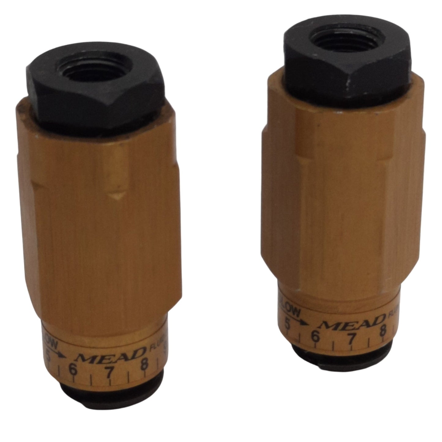 Used Lot of 2 Mead MF1-12 Flow Control Valve 2in Length, 250PSI Max, 47CFM@100PSI
