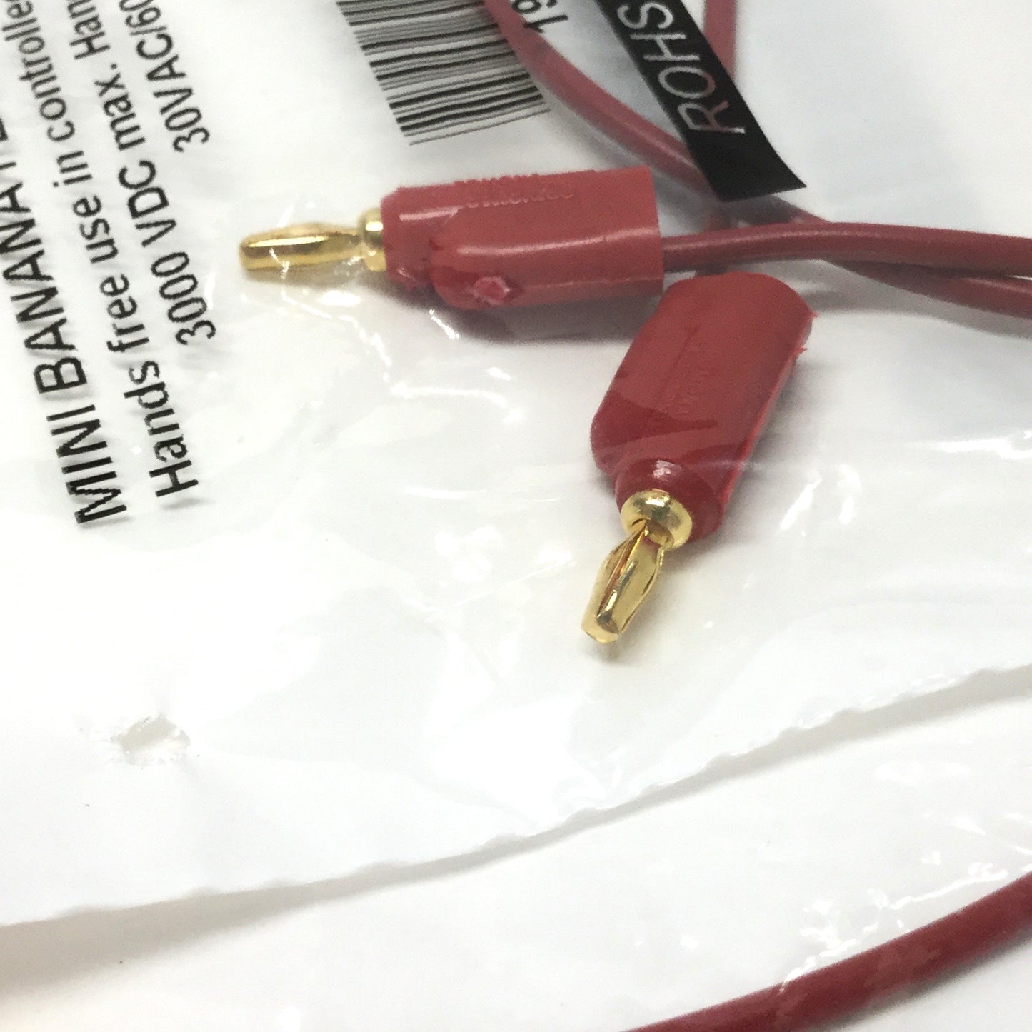 New Lot of 4 Pomona 1081-24-2 Stackable Mini Banana Plug Patch Cords, Red, 24" L
