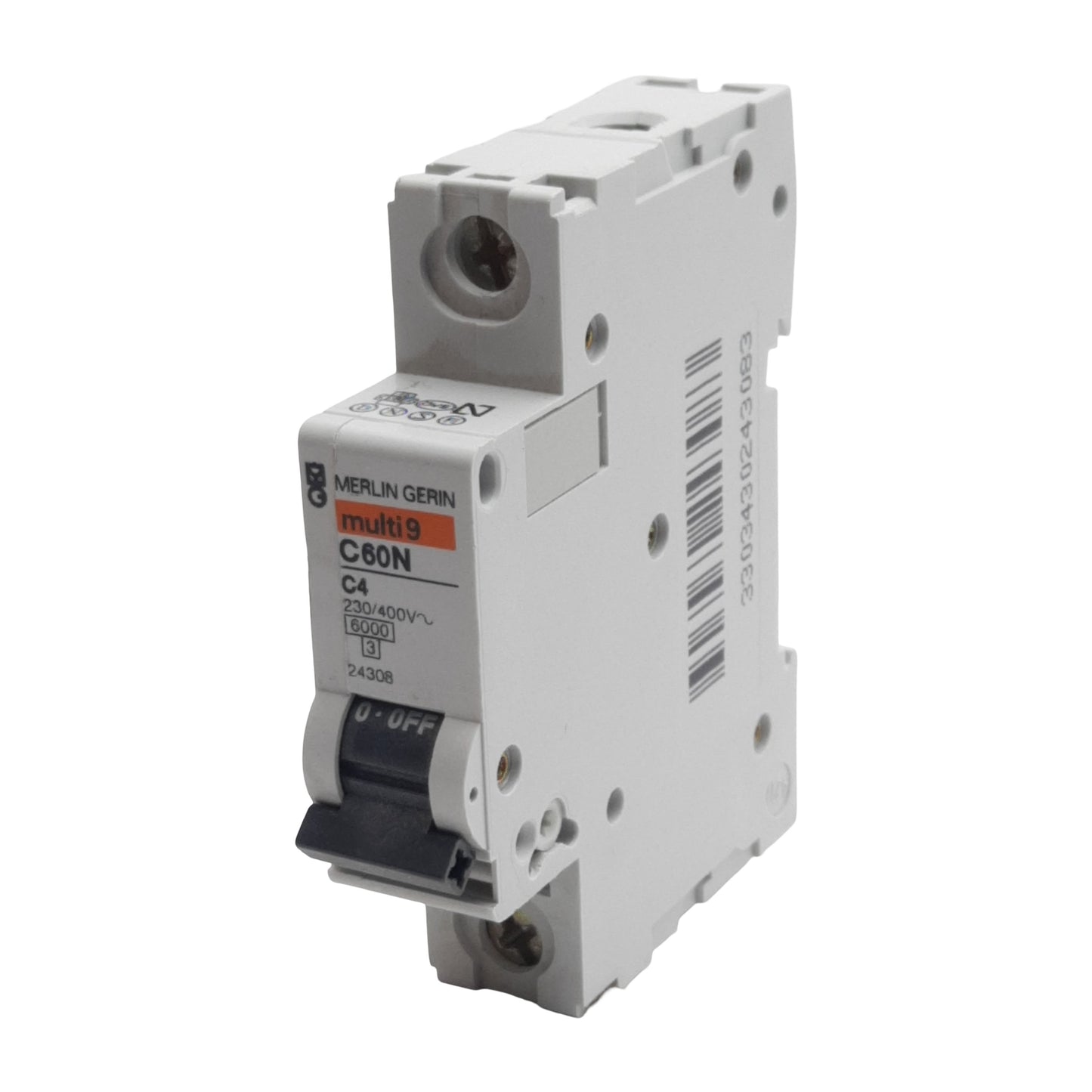 Used Lot of 2 Merlin Gerin 24308 Circuit Breaker, 1-Pole, 4A 230/400VAC, DIN Rail
