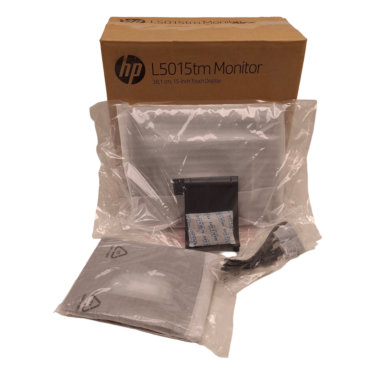 Open box HP L5015TM Touchscreen Monitor, 15in 1024x768 4:3, USB, VGA, 100-240VAC