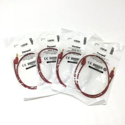 New Lot of 4 Pomona 2948-24-2 Stackable Banana Plug Patch Cord Test Lead, Red, 24" L