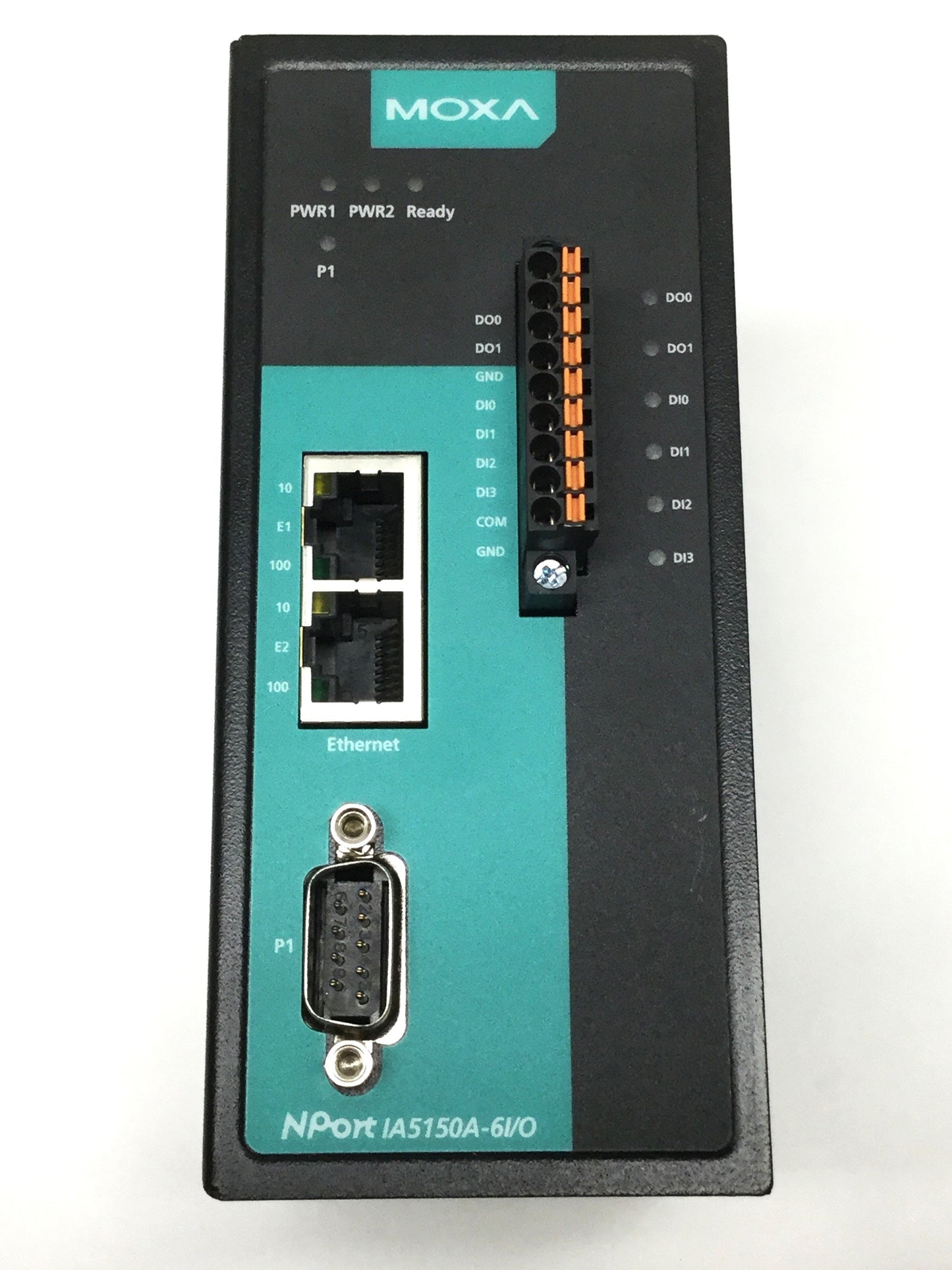 Used Moxa NPort IA5150A-6I/O Industrial Device Server, 2-Port RJ45, 1x RS232/422/485
