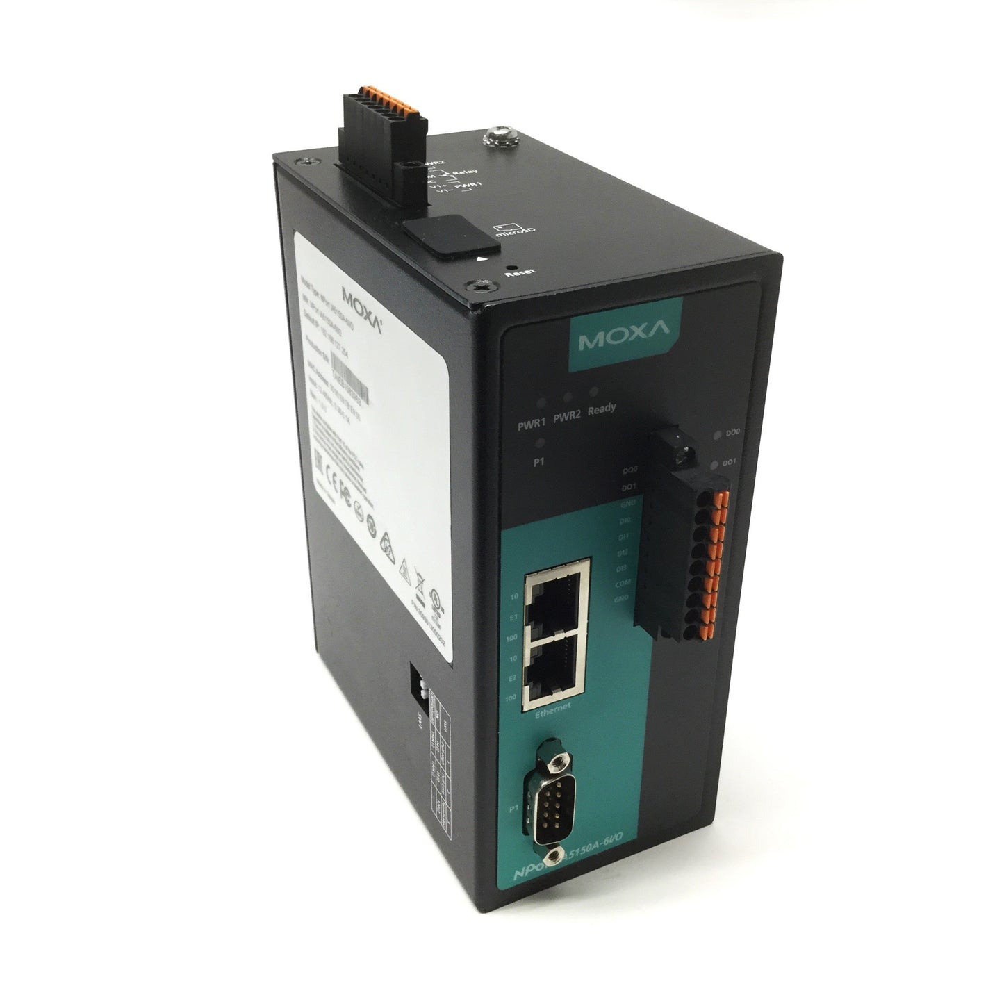 Used Moxa NPort IA5150A-6I/O Industrial Device Server, 2-Port RJ45, 1x RS232/422/485