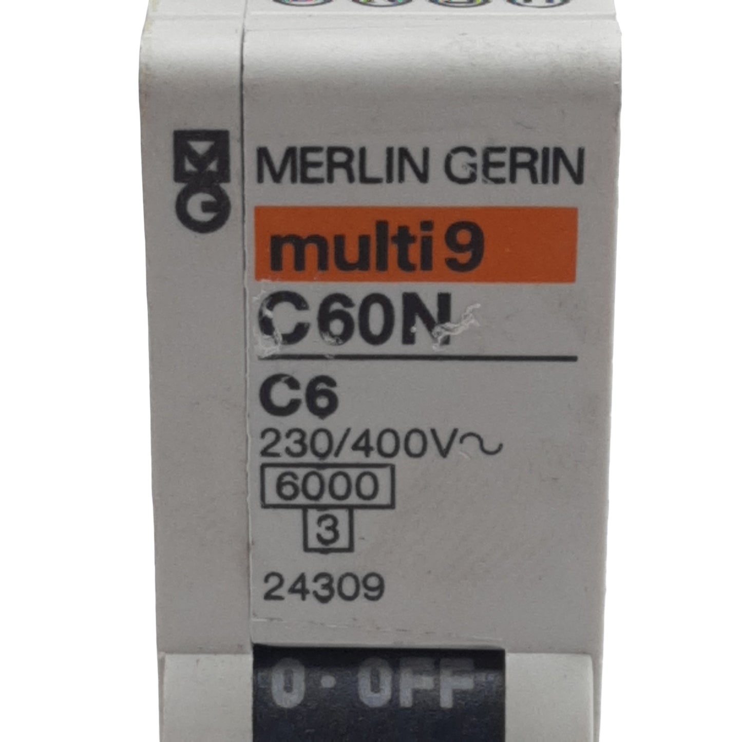 Used Lot of 2 Merlin Gerin 24309 Circuit Breaker, 1-Pole, 6A 230/400VAC, DIN Rail