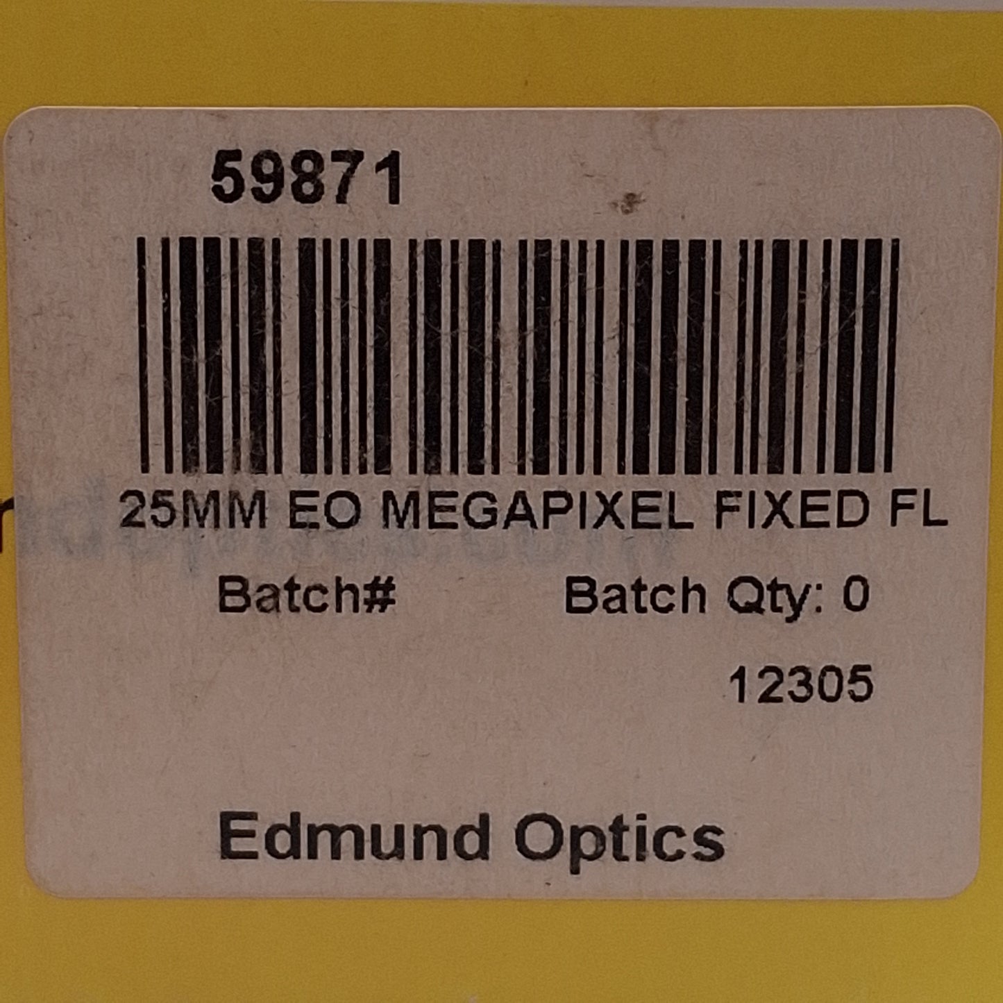 New Edmund Optics 59871 Machine Vision Cameras Lens 2/3", 25mm FL, f/1.4-16, C-Mount