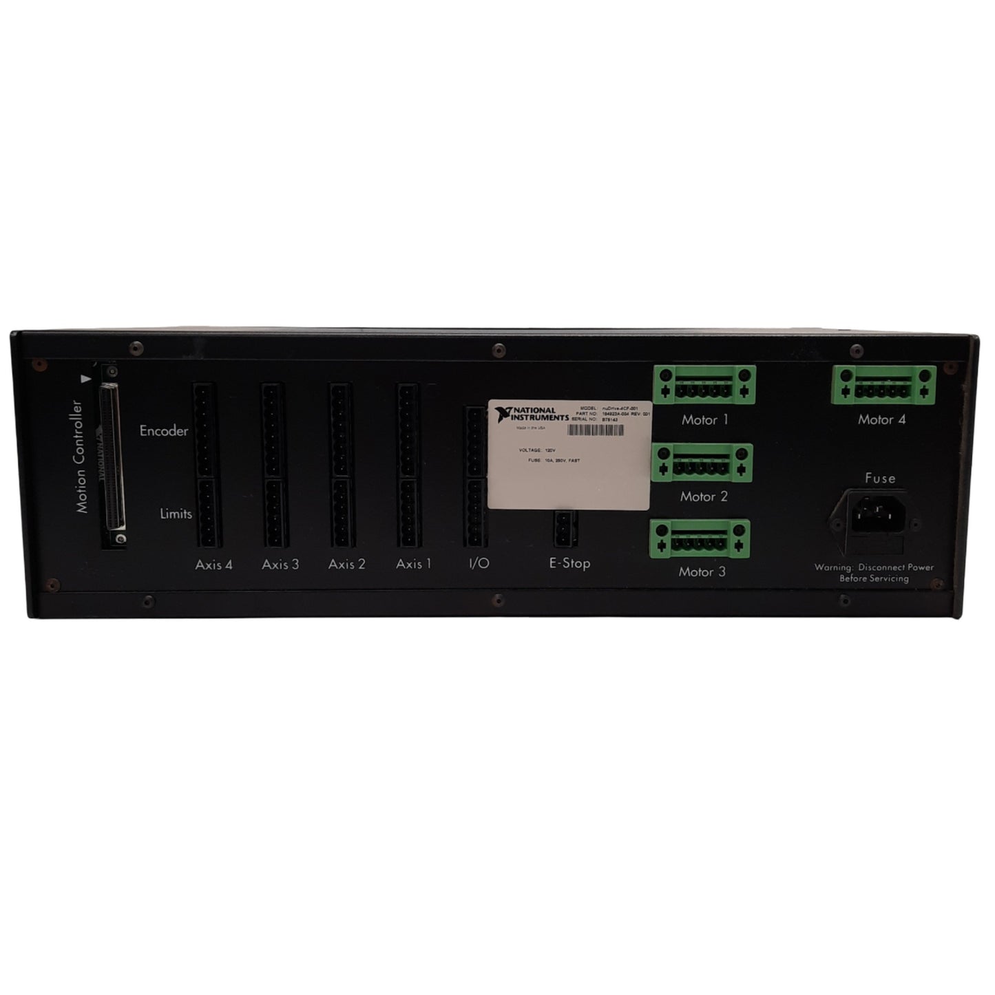 Used National Instruments nuDrive-4CF-001 Power Amplifier 4 Axes, 115VAC, 100-pin