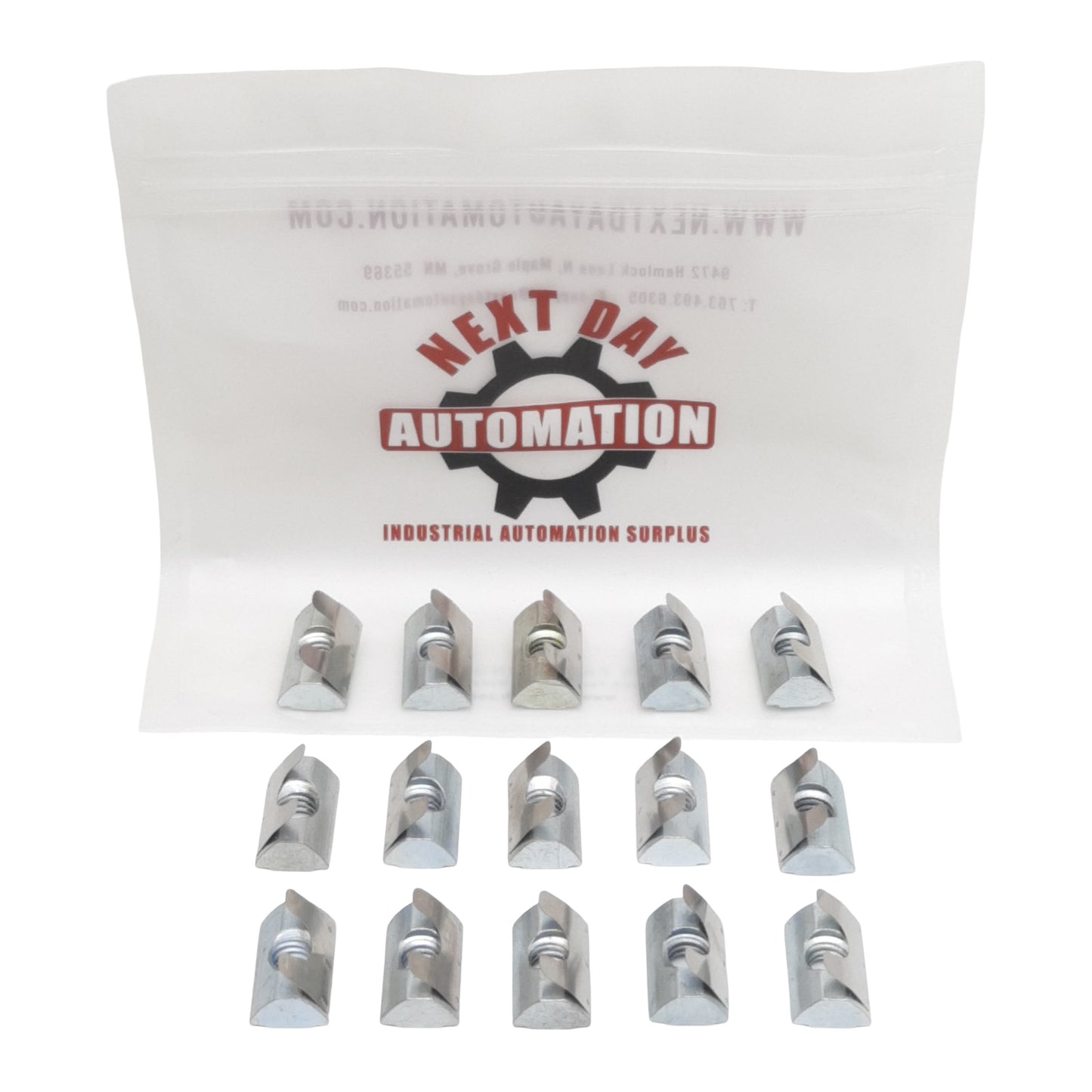 Used Lot of 15 80/20 13041 Self-Aligning Roll-In T-Nut w/ Spring 15/40 Series 5/16-18