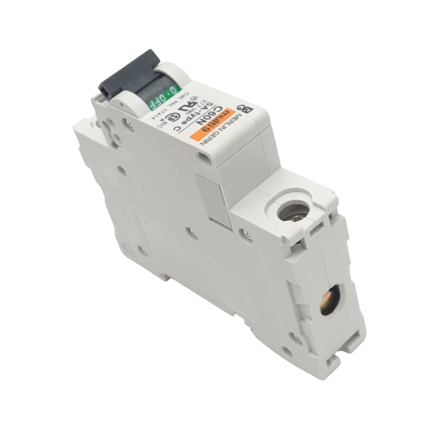 Used Merlin Gerin 17414 C60N-1P-5A-C Circuit Breaker, 277VAC/65VDC Max, 5A, DIN Rail