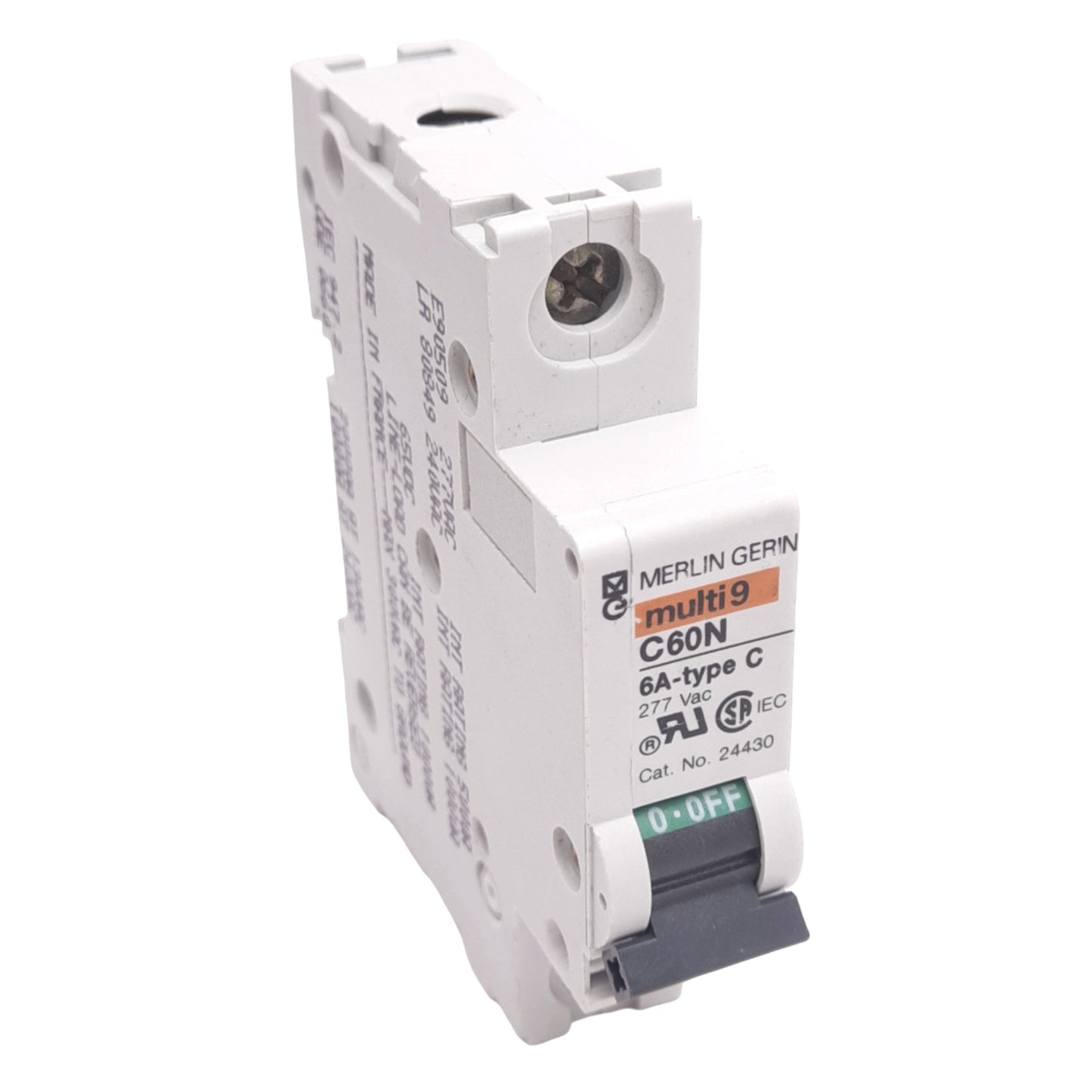 Used Merlin Gerin 24430 C60N-1P-6A-C Circuit Breaker, 277VAC Max, 6A, DIN Rail