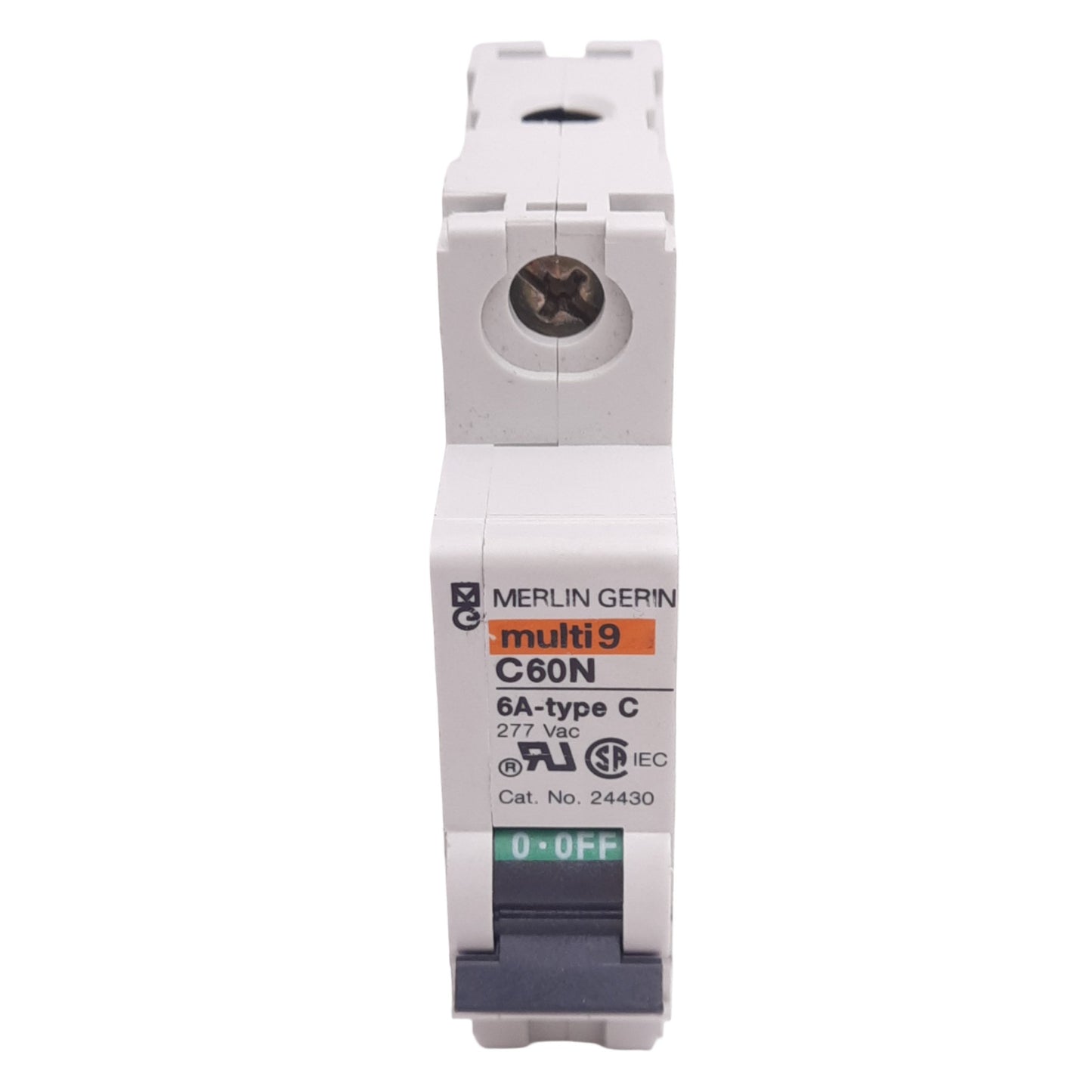 Used Merlin Gerin 24430 C60N-1P-6A-C Circuit Breaker, 277VAC Max, 6A, DIN Rail