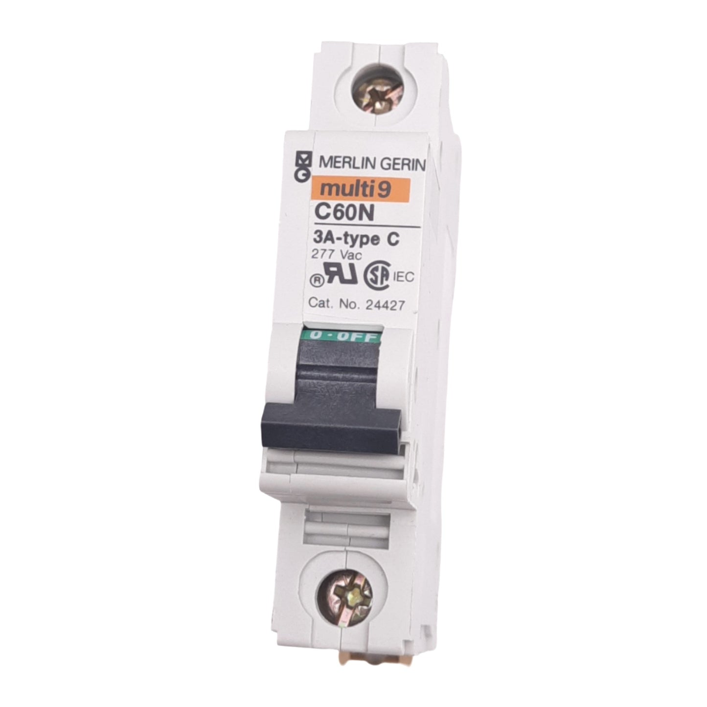 Used Merlin Gerin 24427 C60N-1P-3A-C Circuit Breaker, 277VAC Max, 3A, DIN Rail