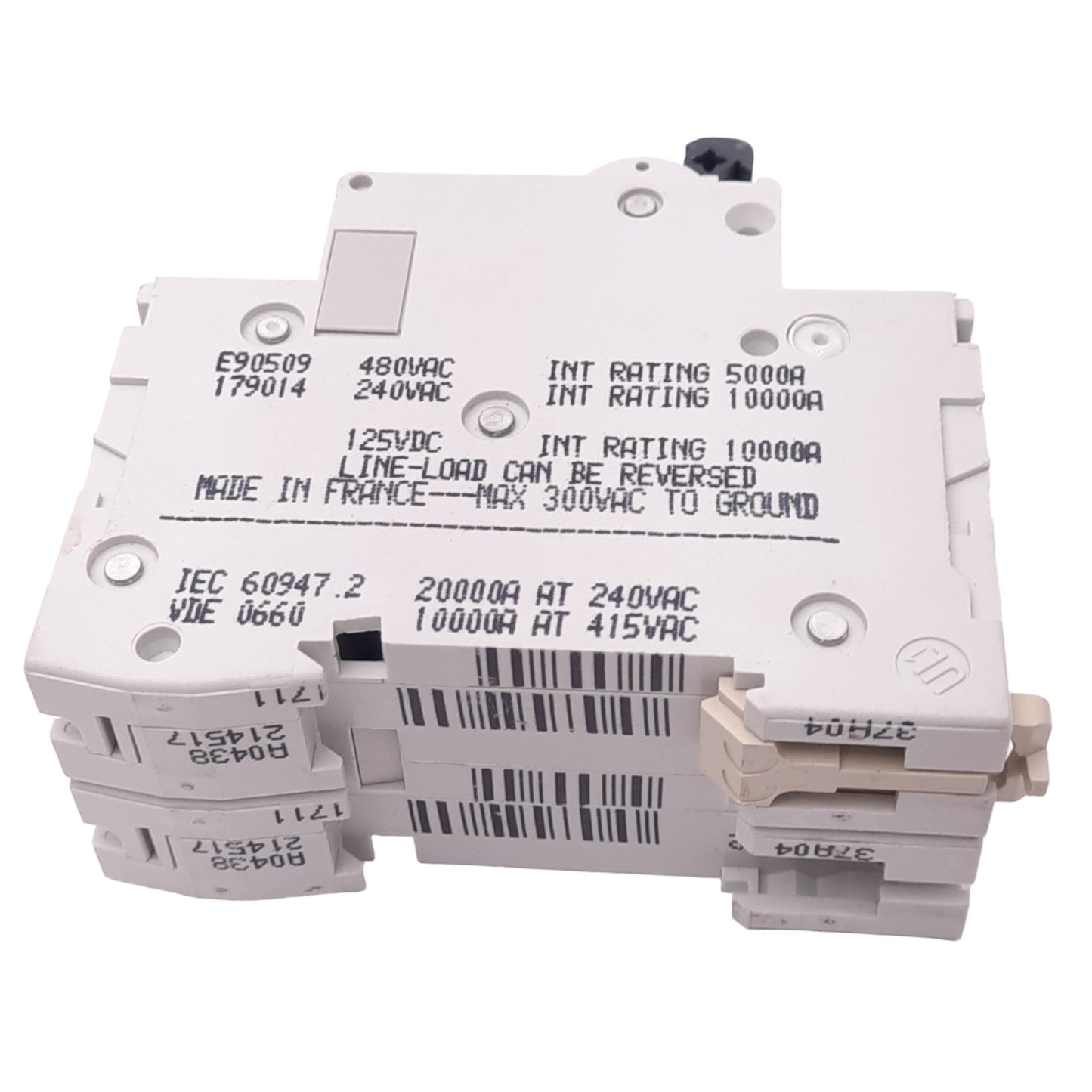 Used Merlin Gerin 24517 C60N-2P-2A-D Circuit Breaker, 480VAC Max, 2A, DIN Rail