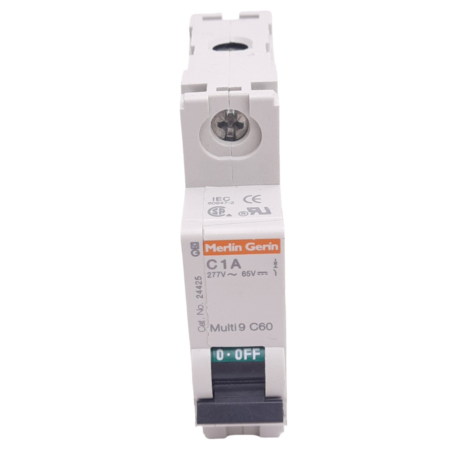 Used Merlin Gerin 24425 C60N-1P-1A-C Circuit Breaker, 277VAC/65VDC Max, 1A, DIN Rail