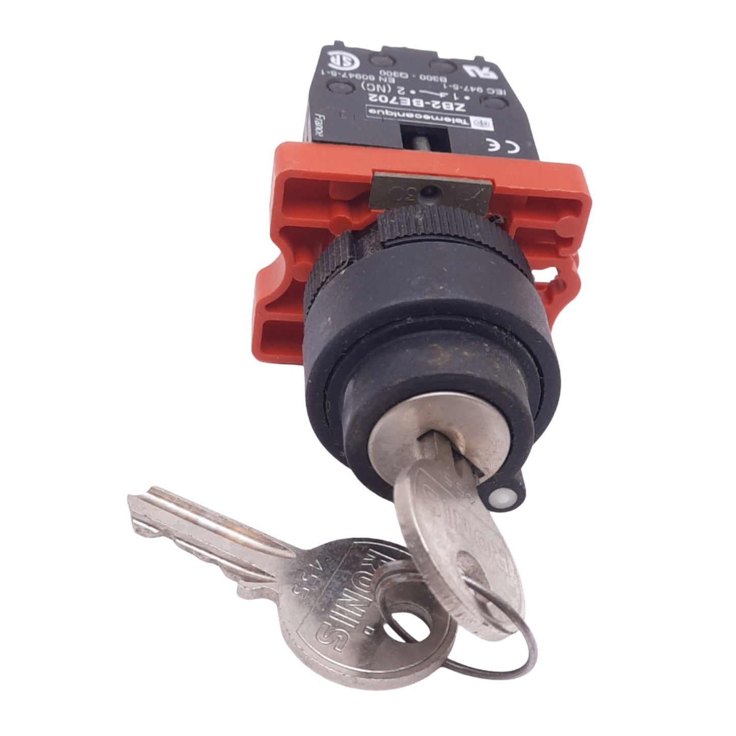 Used Telemecanique ZB2-BE702 Key Selector Switch, 2-Position Maintained, ø22mm, 1NC