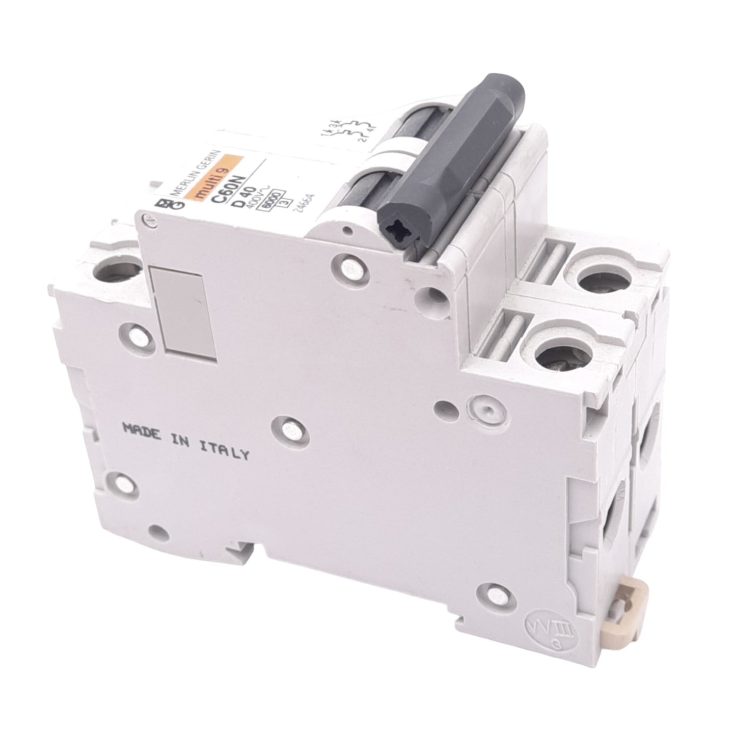 Used Merlin Gerin 24664 C60N-2P-40A-D Circuit Breaker, 400VAC Max, 40A, DIN Rail