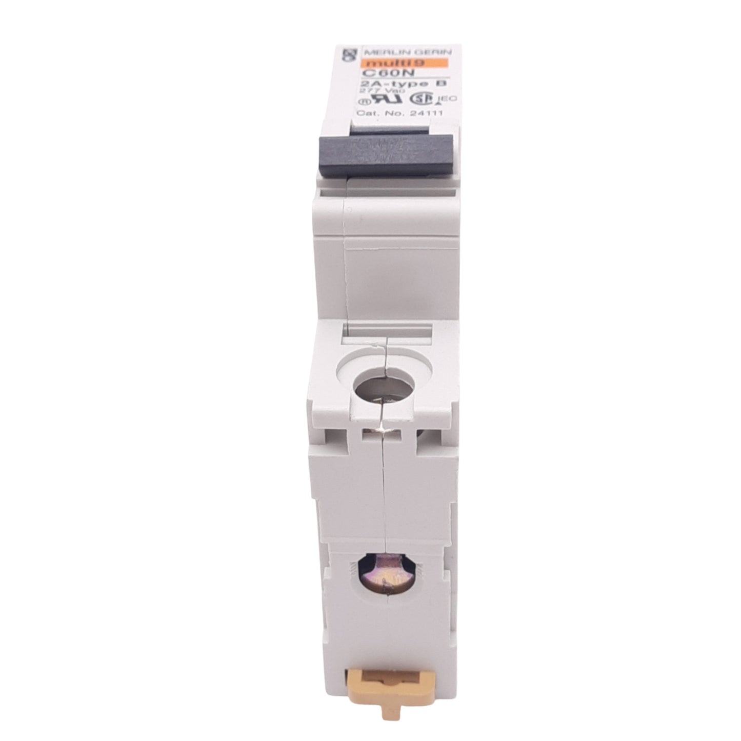 Used Merlin Gerin 24111 C60N-1P-2A-B Circuit Breaker, 277VAC Max, 2A, DIN Rail