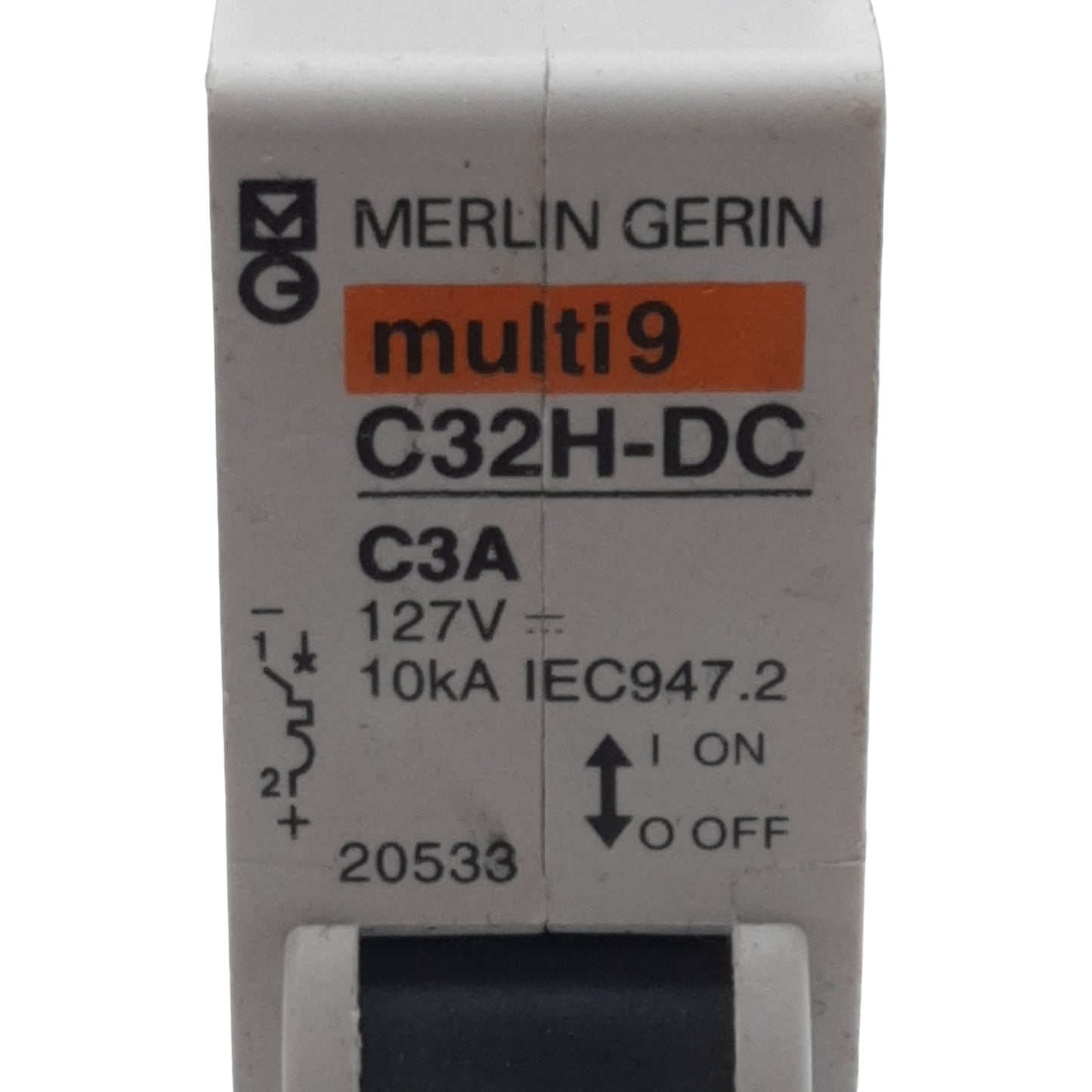 Used Merlin Gerin 20533 C32H-DC Circuit Breaker, 1-Pole, 3A 127VDC, C-Curve, DIN Rail