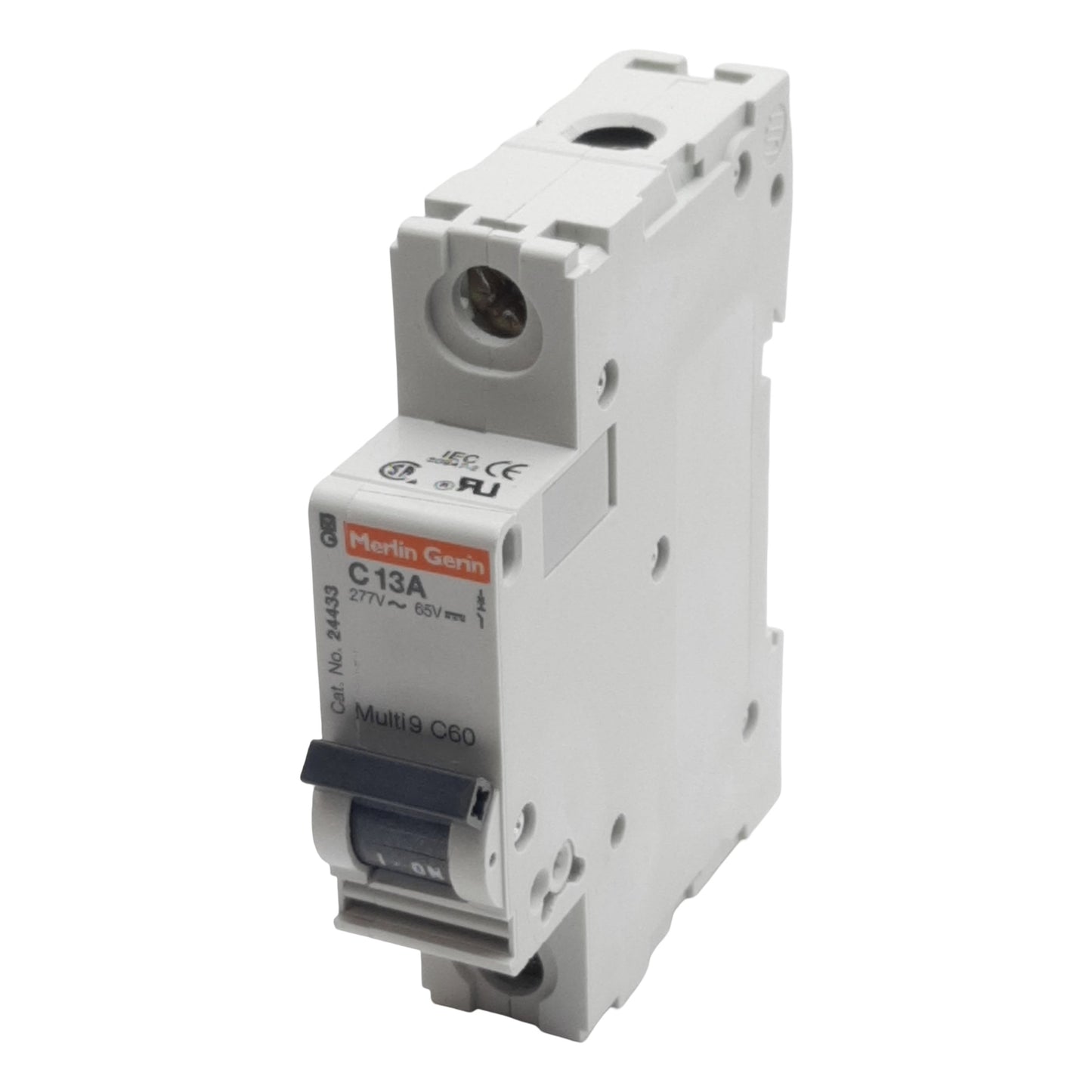 Used Lot of 2 Merlin Gerin 24433 Circuit Breaker, 1-Pole, 13A 277VAC/65VDC, DIN Rail