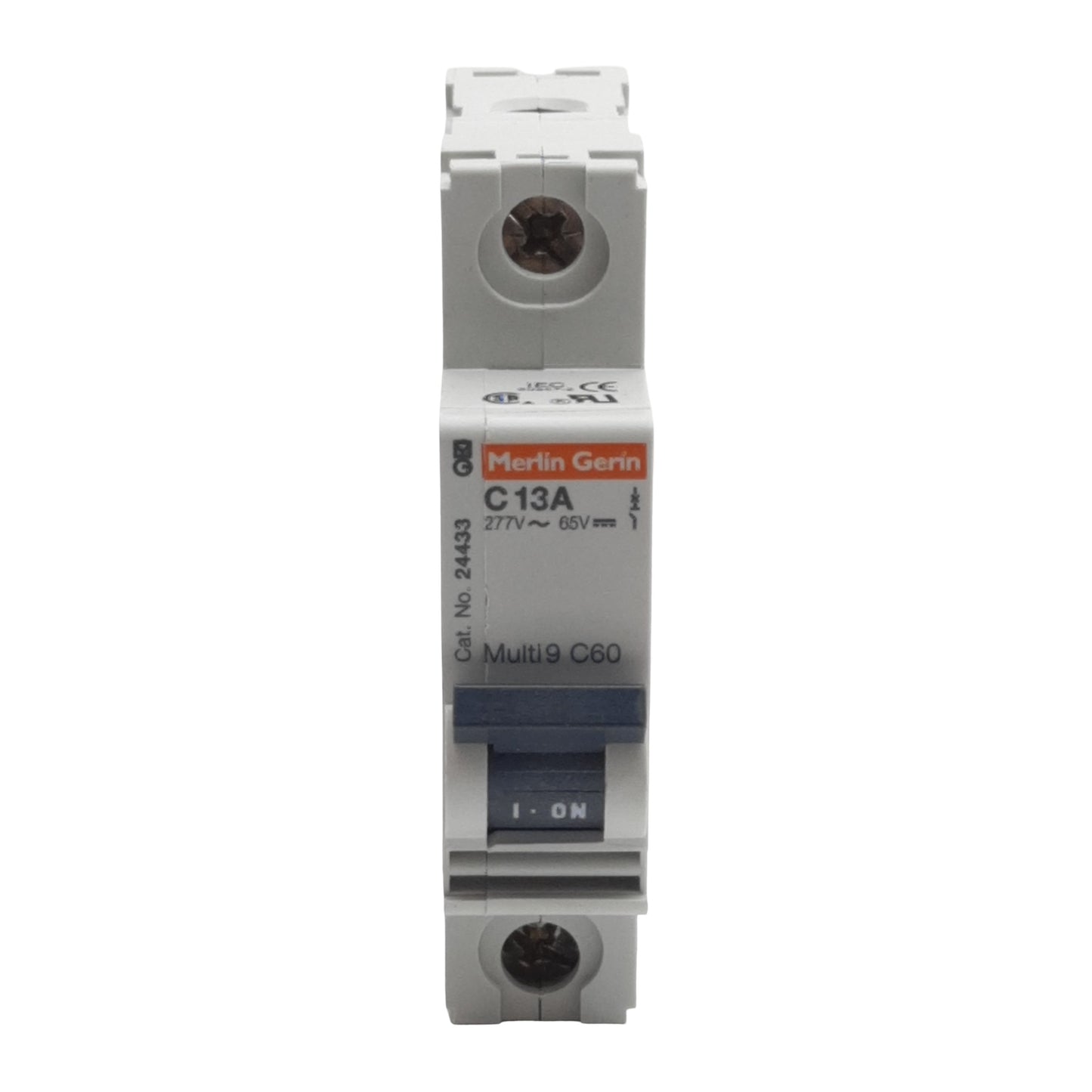 Used Lot of 2 Merlin Gerin 24433 Circuit Breaker, 1-Pole, 13A 277VAC/65VDC, DIN Rail