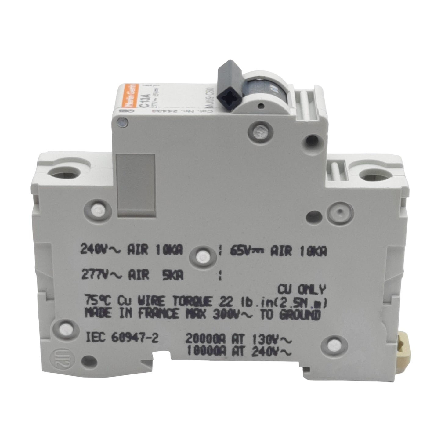 Used Lot of 2 Merlin Gerin 24433 Circuit Breaker, 1-Pole, 13A 277VAC/65VDC, DIN Rail