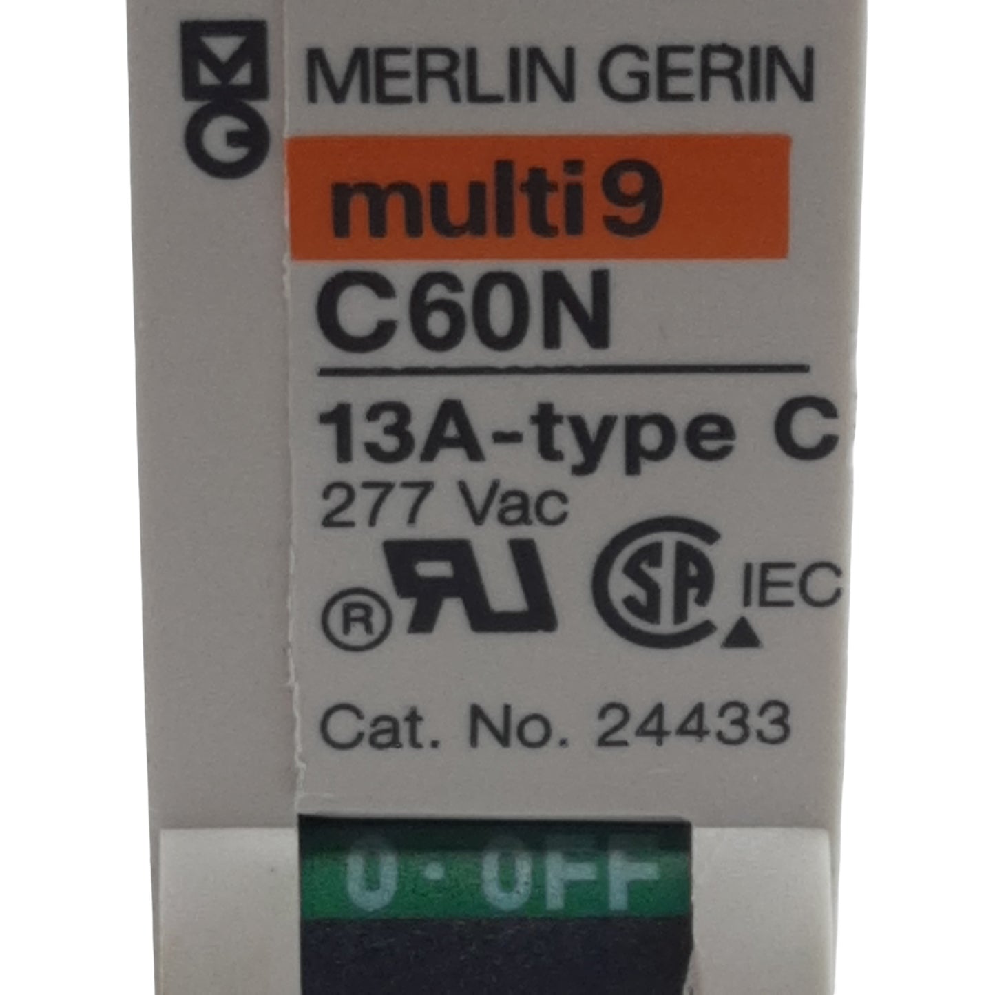 Used Lot of 2 Merlin Gerin 24433 Circuit Breaker, 1-Pole, 13A 277VAC/65VDC, DIN Rail