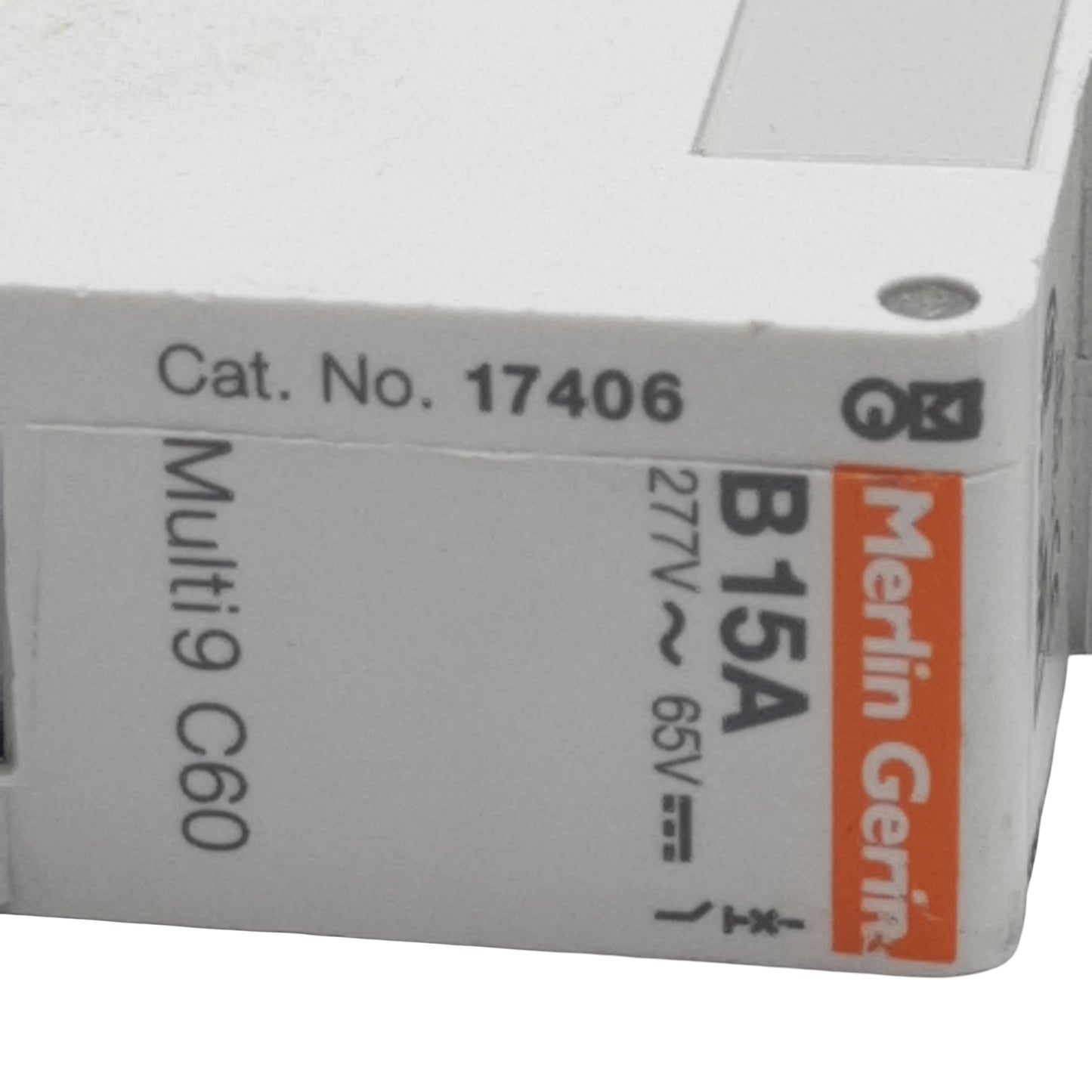 Used Merlin Gerin 17406 Circuit Breaker, 1-Pole, 15A 277VAC/65VDC, B-Curve, DIN Rail