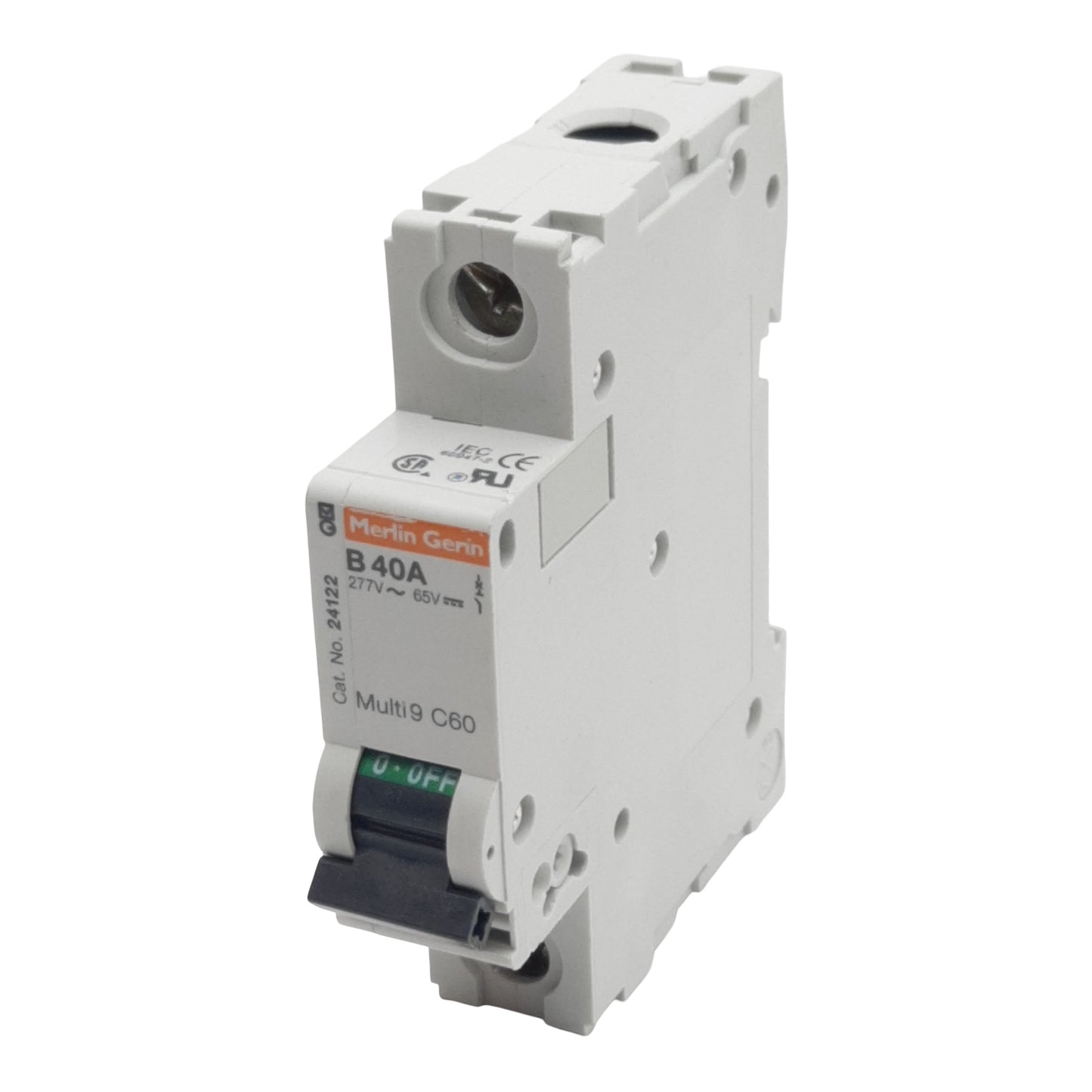 Used Merlin Gerin 24122 Circuit Breaker, 1-Pole, 40A 277VAC/65VDC, B-Curve, DIN Rail