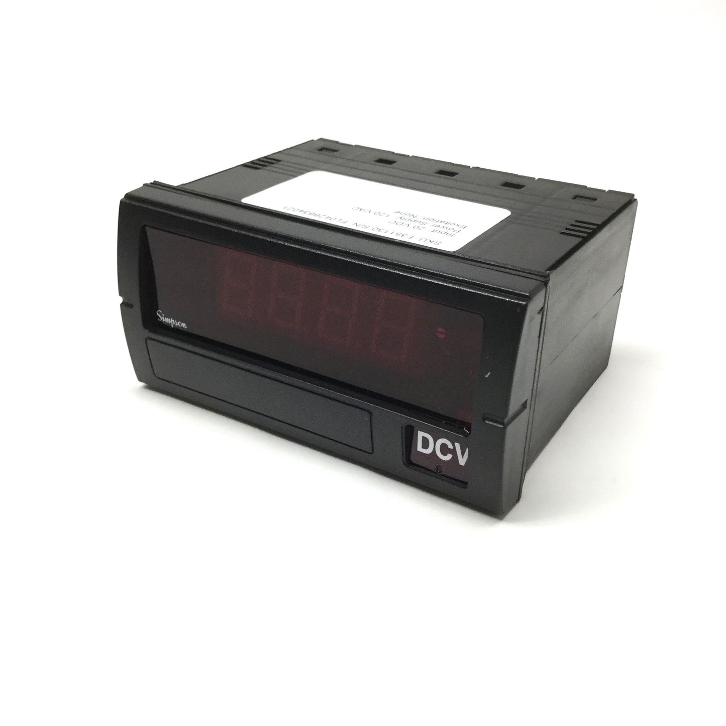 Used Simpson F35-1-13-0 Falcon 3.5 Digit Red LED Panel DC Volt Meter 120VAC, 0-20VDC