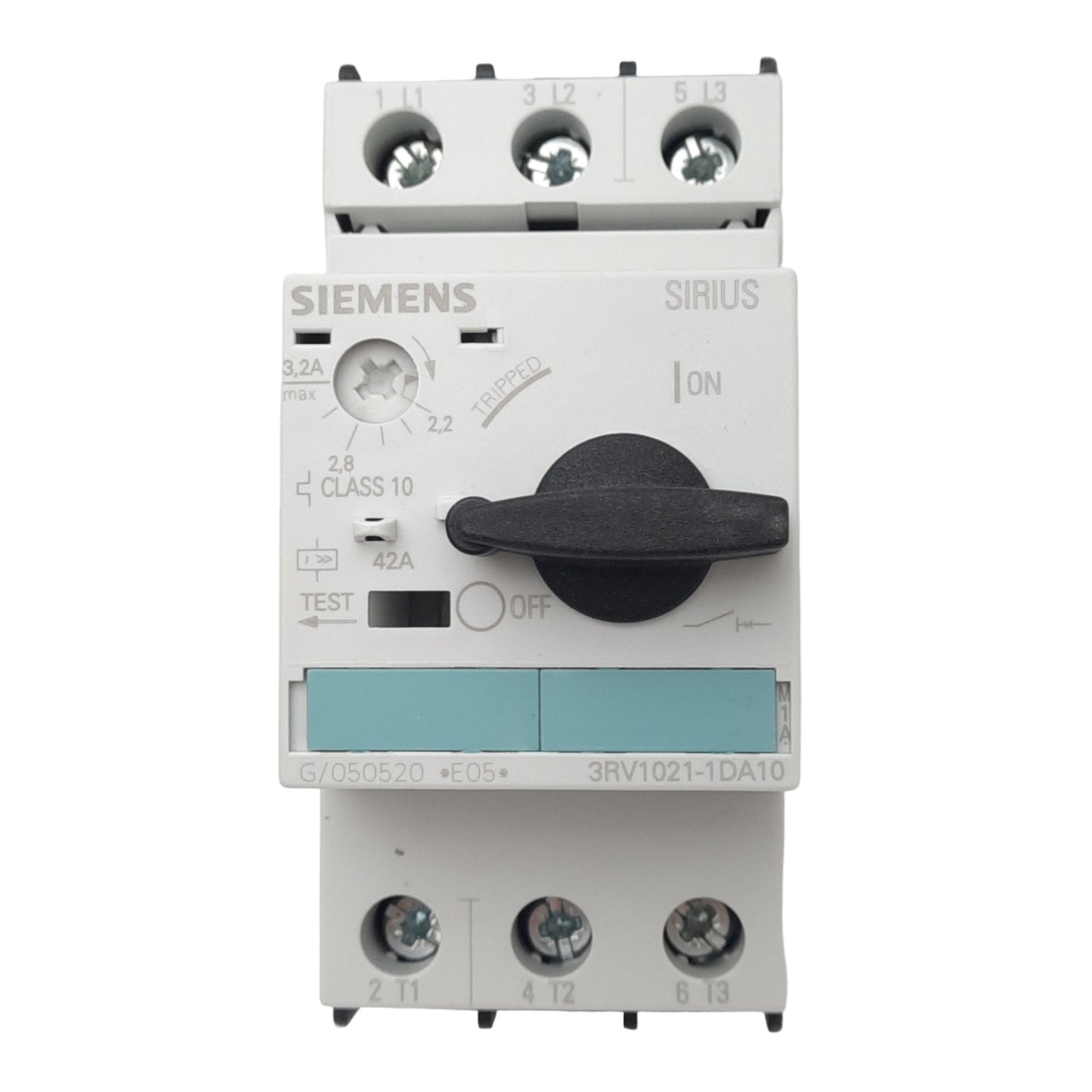 New Siemens 3RV1021-1DA10 Motor Circuit Breaker, 3-Pole, 1NO 1NC Aux, 2.2-3.2A