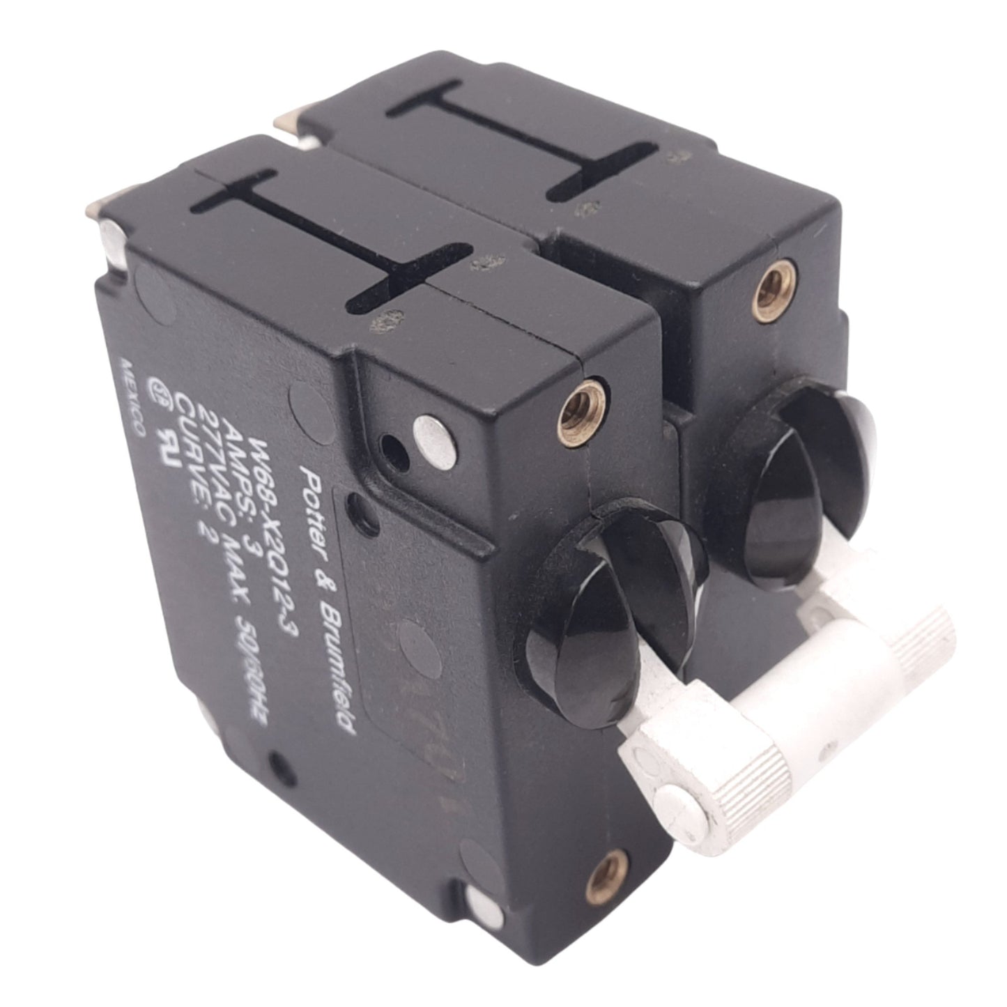 Used Potter & Brumfield W68-X2Q12-3 Magnetic Circuit Breaker, 2-Pole, 3A, 277VAC Max