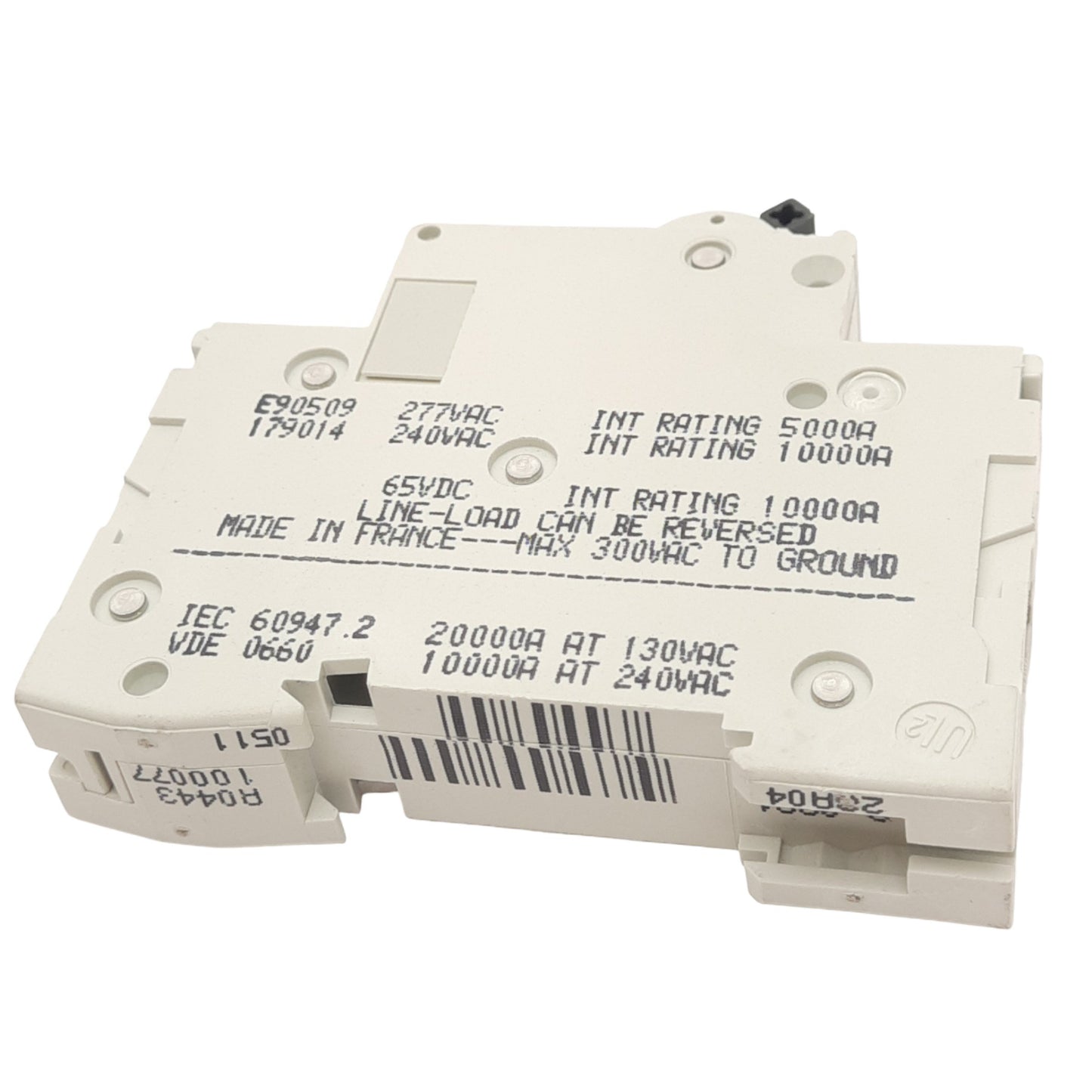 Used Merlin Gerin 17411 C60N-1P-0.5A-C Circuit Breaker, 277VAC Max, 0.5A, DIN Rail