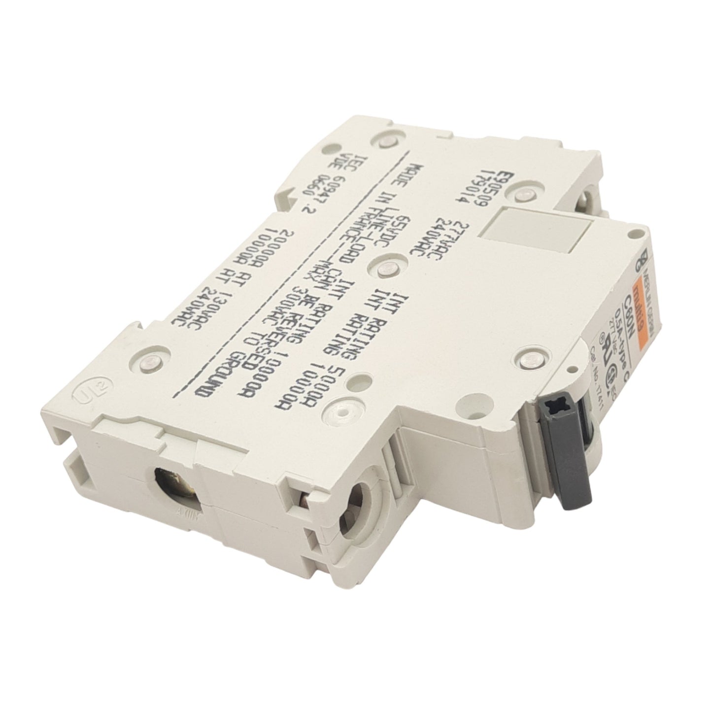 Used Merlin Gerin 17411 C60N-1P-0.5A-C Circuit Breaker, 277VAC Max, 0.5A, DIN Rail
