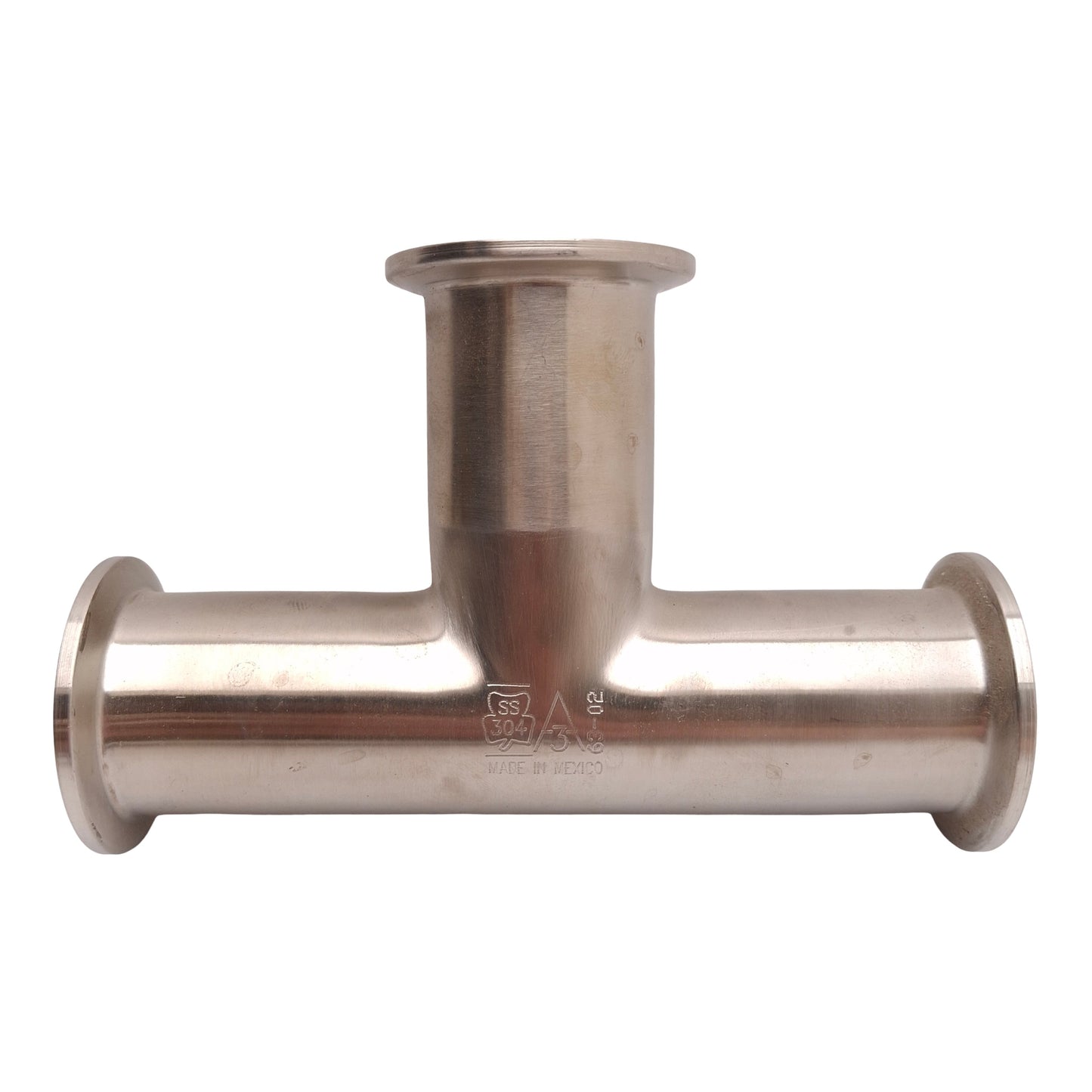 Used Tri-Clover Sanitary 304 Stainless Steel Tee, 1.5in Tri-Clamp, 5.75in x 3.875in