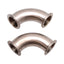 Used Lot of 2 Tri-Clover Sanitary 90° Elbow, 304 Stainless Steel, 1.5in Tri-Clamp