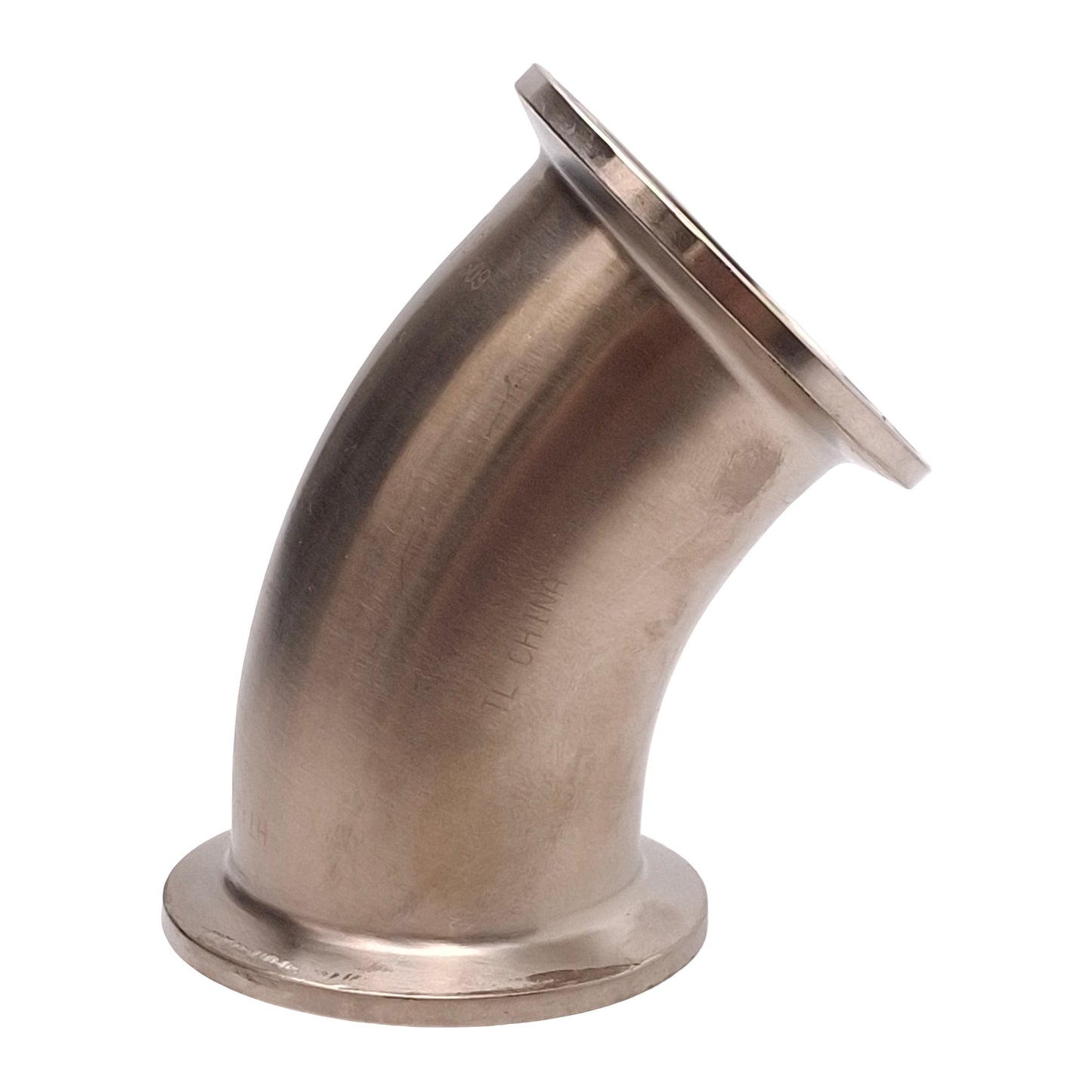 Used Lot of 3 Sanitary 316L Stainless Steel 45° Elbow Fitting, 1.5in Tri-Clamp