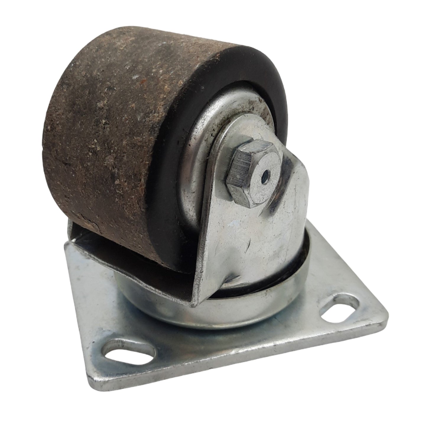 Used Heavy Duty Swivel Caster ø3in Wheel, 2in Tread Width. 4.6in x 3.7in Plate