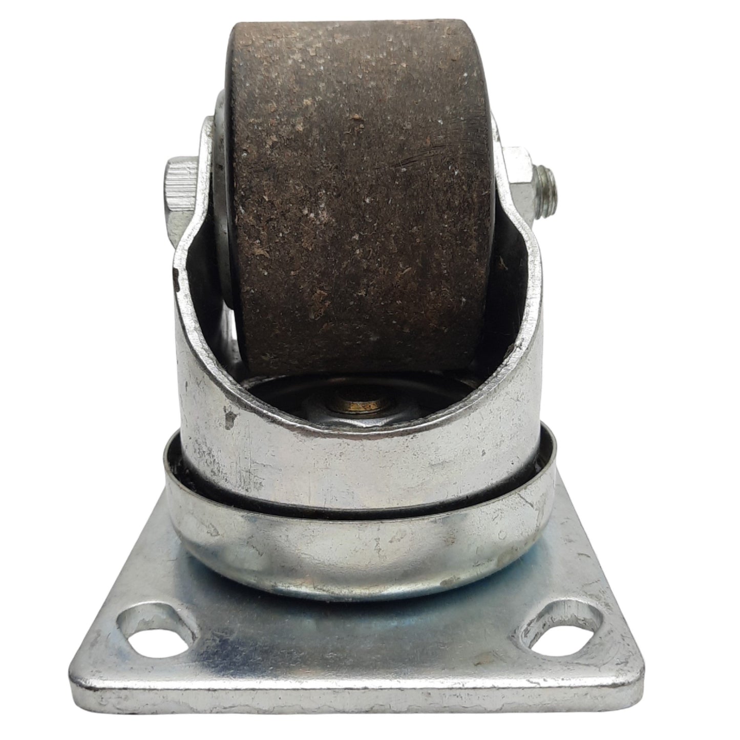Used Heavy Duty Swivel Caster ø3in Wheel, 2in Tread Width. 4.6in x 3.7in Plate