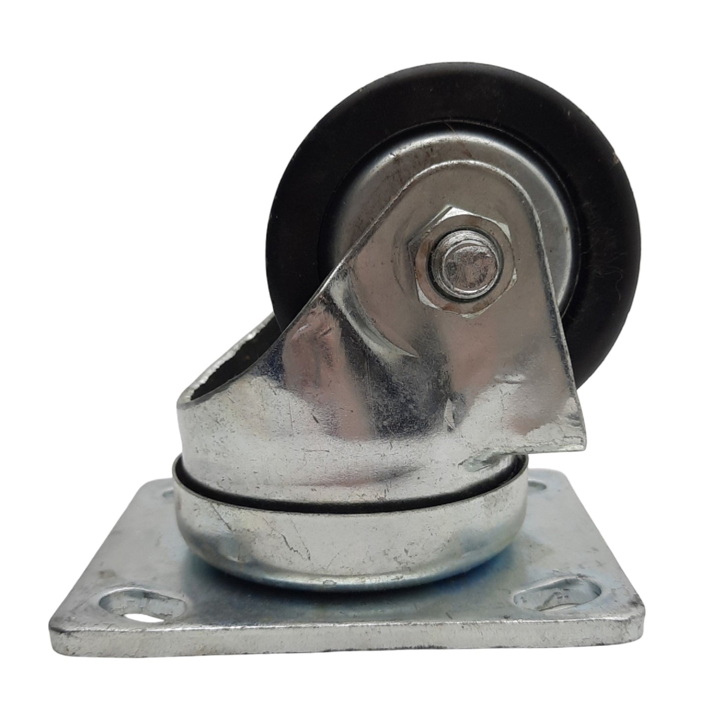 Used Heavy Duty Swivel Caster ø3in Wheel, 2in Tread Width. 4.6in x 3.7in Plate