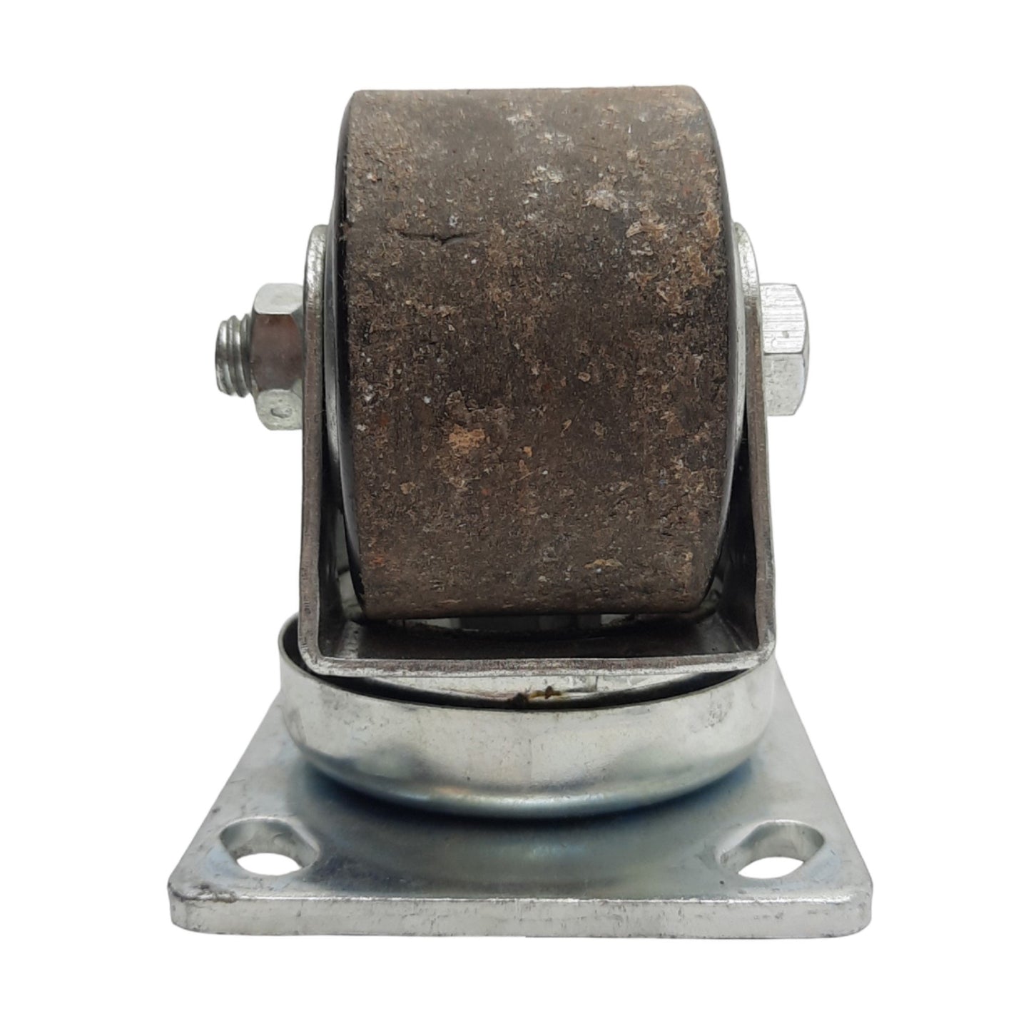 Used Heavy Duty Swivel Caster ø3in Wheel, 2in Tread Width. 4.6in x 3.7in Plate