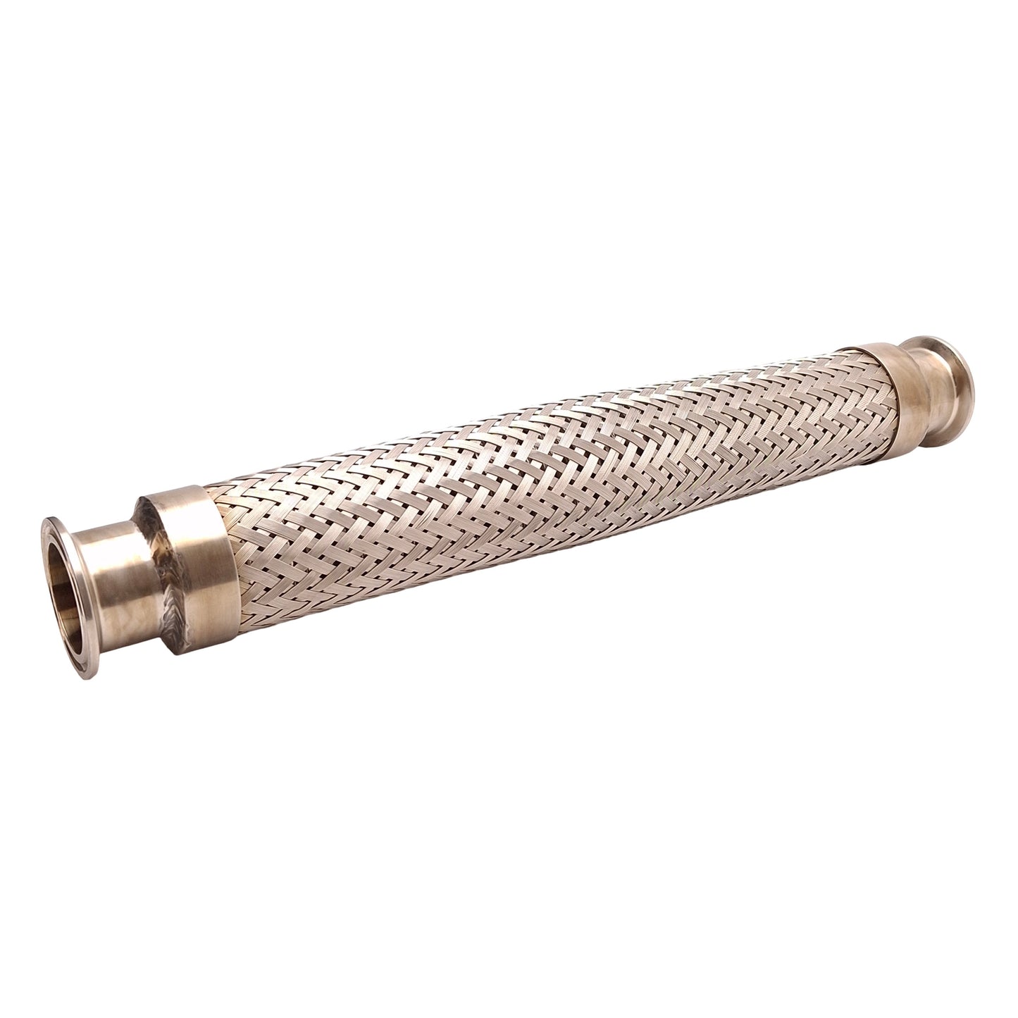 Used Flexible Stainless Steel Braided Coupling, 15.25in Long, 1.5in Tri-Clamp Fitting