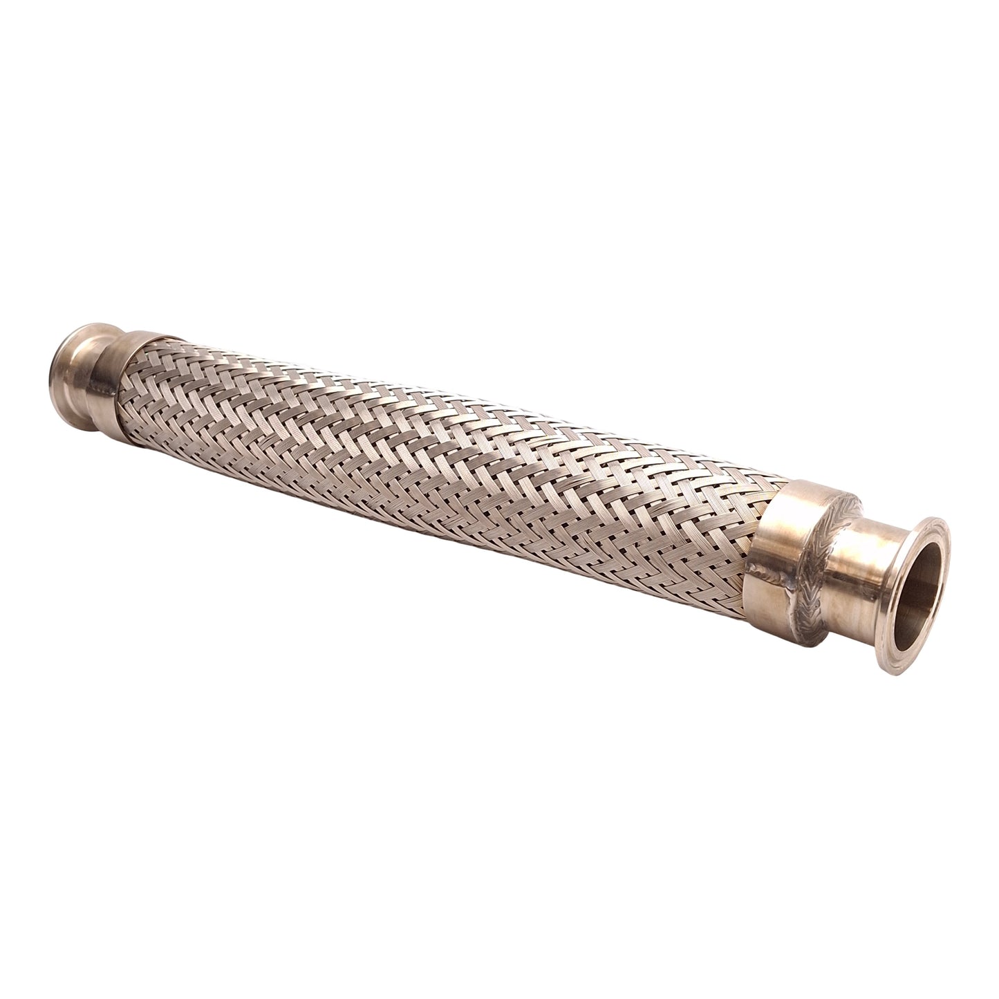 Used Flexible Stainless Steel Braided Coupling, 15.25in Long, 1.5in Tri-Clamp Fitting