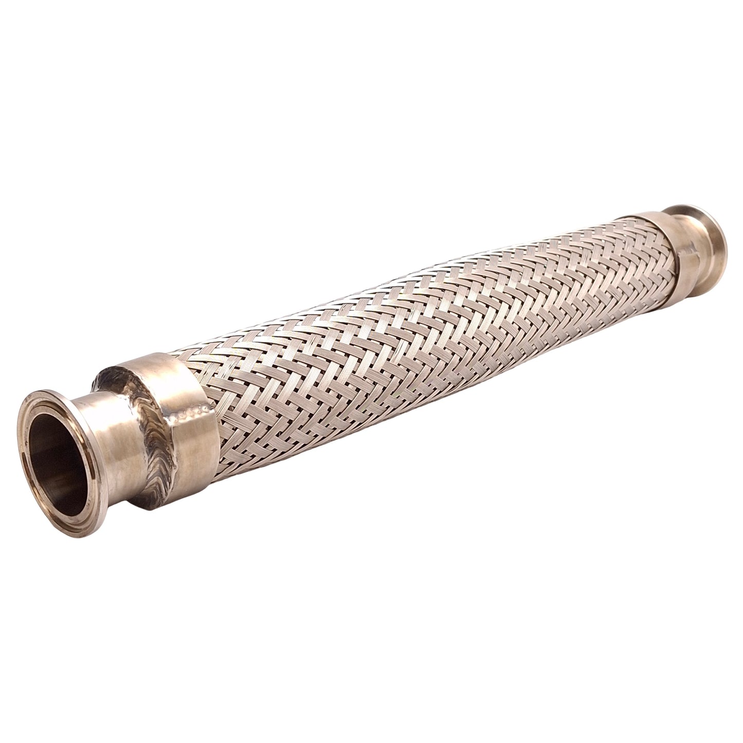 Used Flexible Stainless Steel Braided Coupling, 15.25in Long, 1.5in Tri-Clamp Fitting