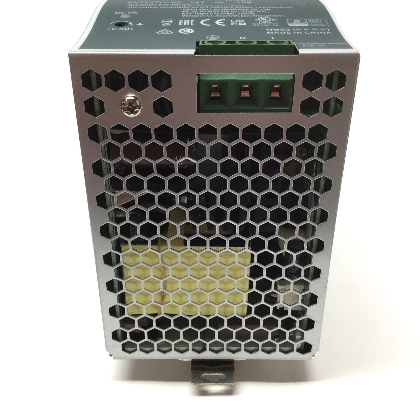 New – Open box Mean Well SDR-480-24 DIN Power Supply 100-240VAC Input, 24VDC 480W 20A Output