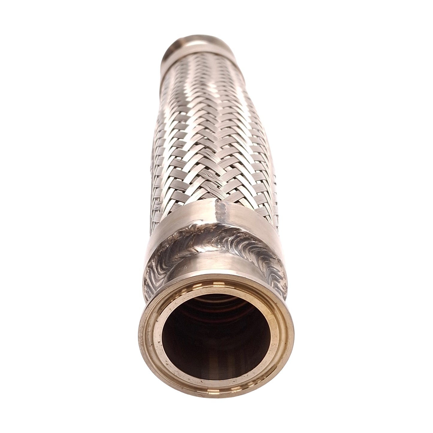 Used Flexible Stainless Steel Braided Coupling, 11.5in Long, 1.5in Tri-Clamp Fitting