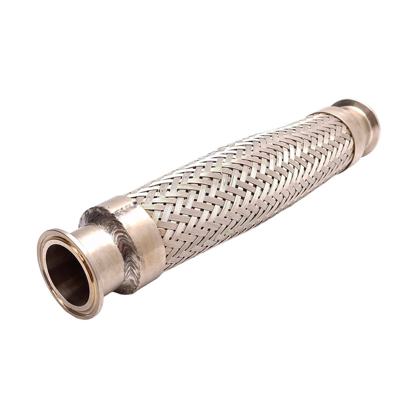 Used Flexible Stainless Steel Braided Coupling, 11.5in Long, 1.5in Tri-Clamp Fitting