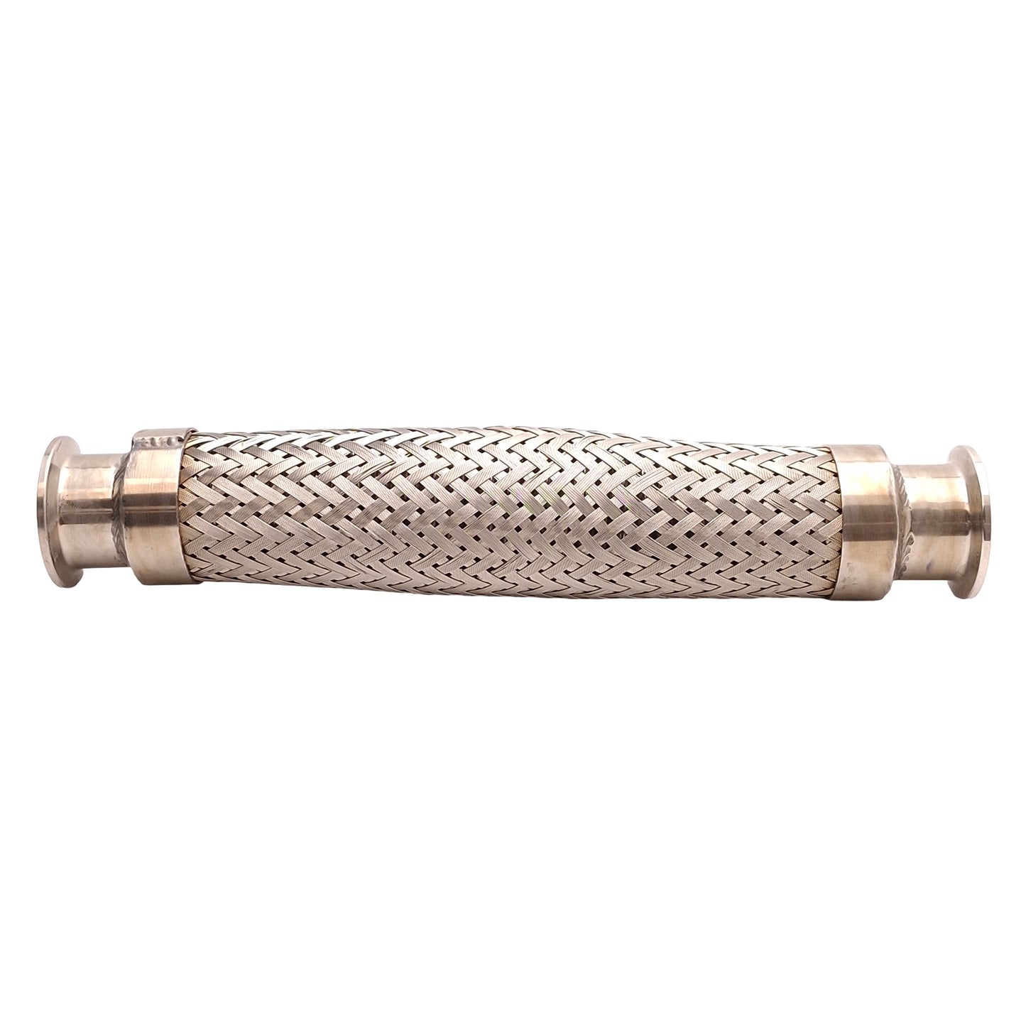 Used Flexible Stainless Steel Braided Coupling, 11.5in Long, 1.5in Tri-Clamp Fitting