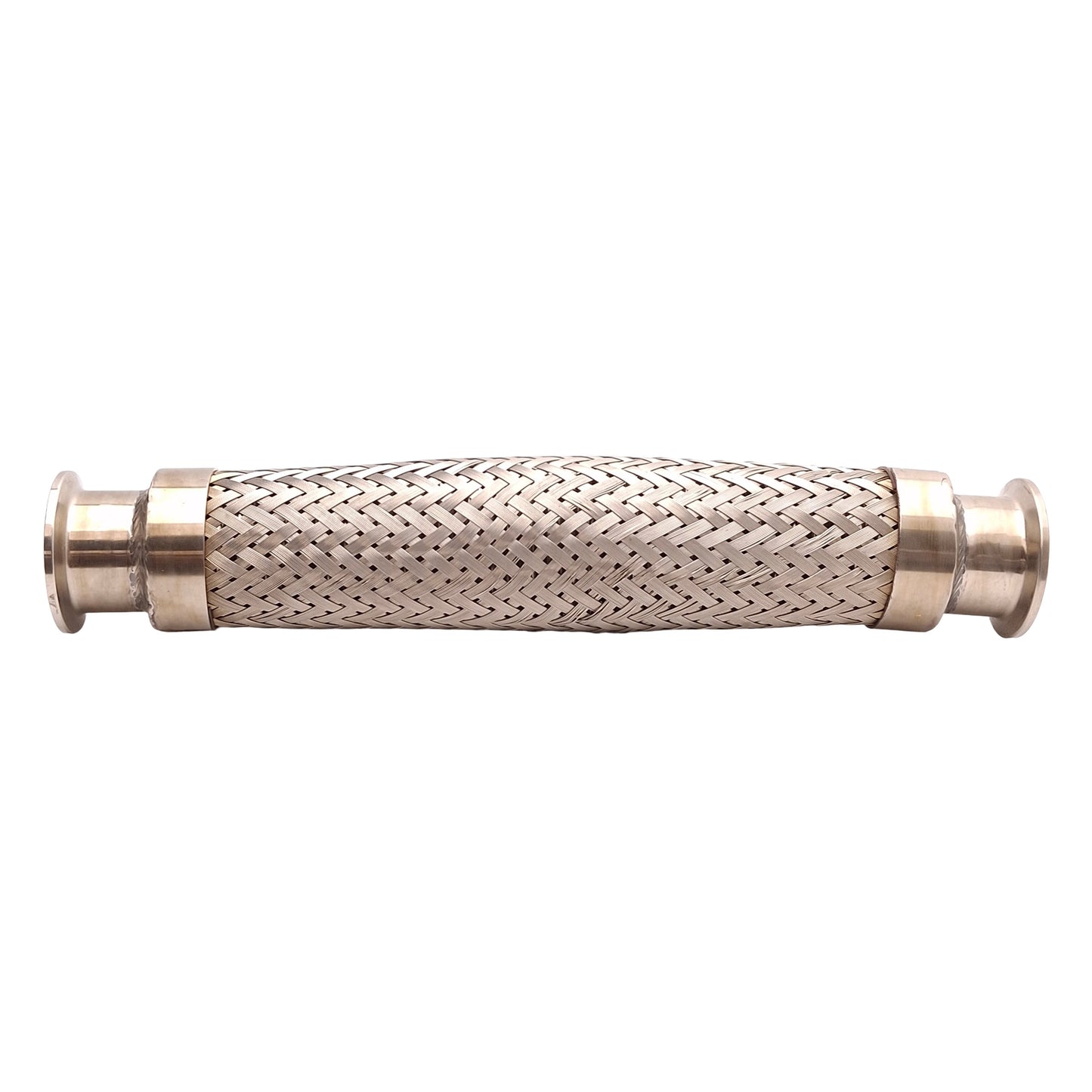 Used Flexible Stainless Steel Braided Coupling, 11.5in Long, 1.5in Tri-Clamp Fitting